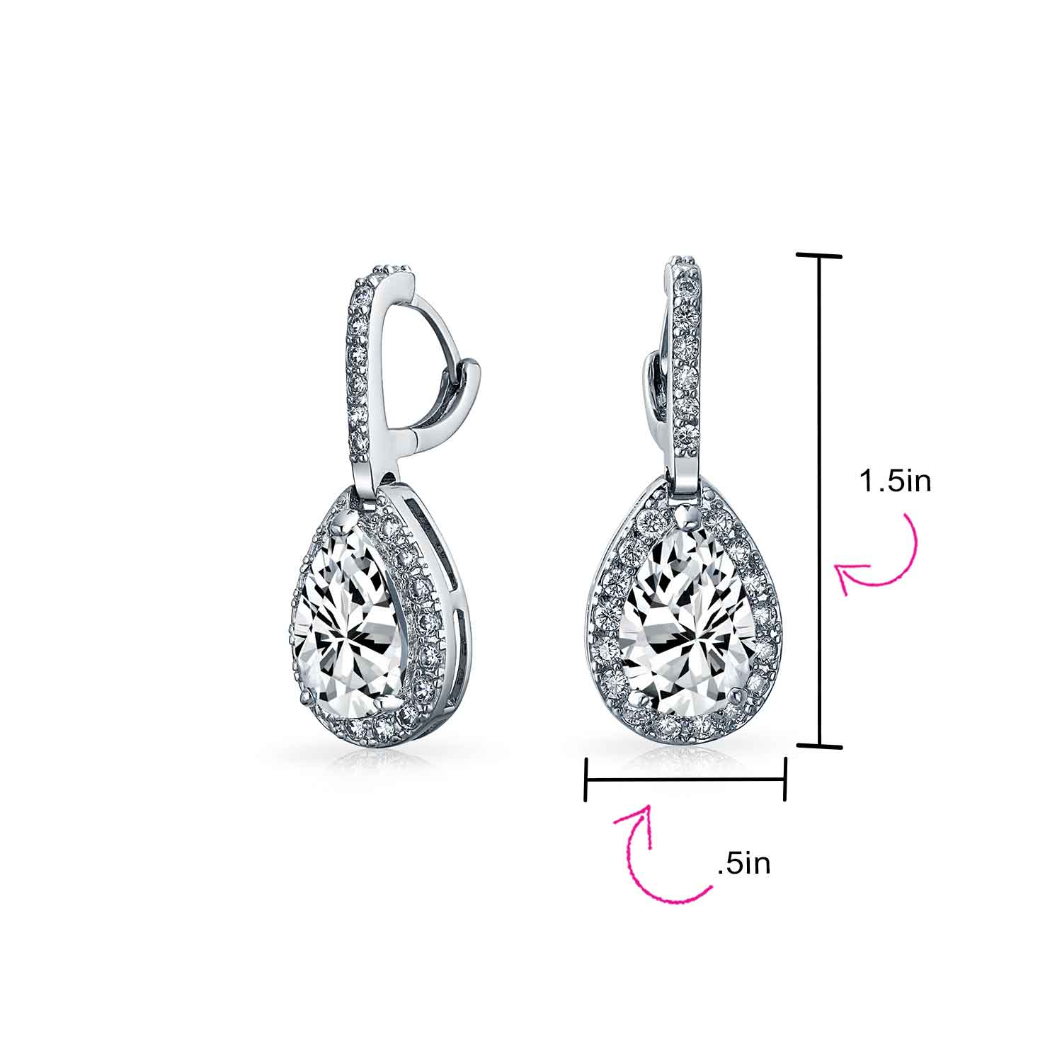 Classic 7CT Aqua Blue Cubic Zirconia CZ Large Teardrop Earrings Hinge Clip Closure - Image 28