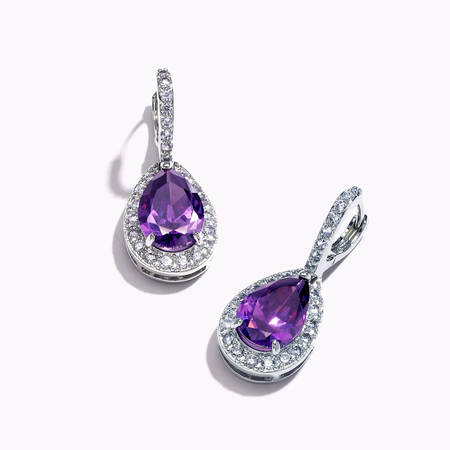 Classic 7CT Aqua Blue Cubic Zirconia CZ Large Teardrop Earrings Hinge Clip Closure - Image 51