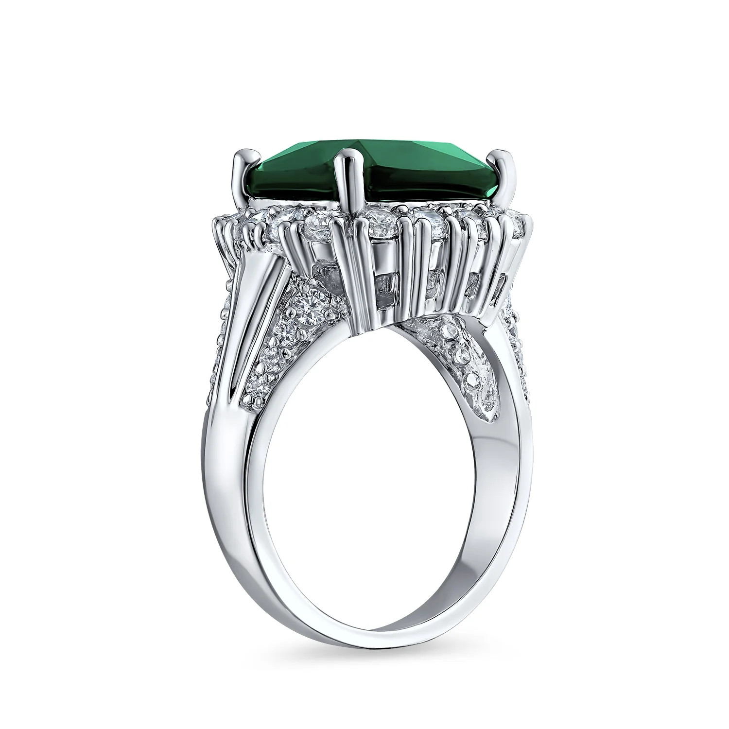 Cubic Zirconia 7CT CZ Green Cushion Cut Estate Style Cocktail Statement Ring - Image 2