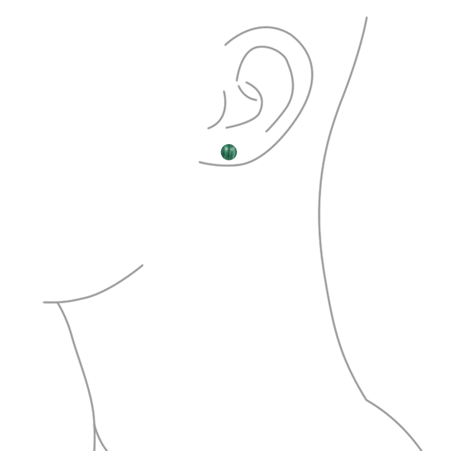 Set of 3 Natural Stone 8MM Bead Ball Stud Earrings .925 Sterling Silver - Image 3