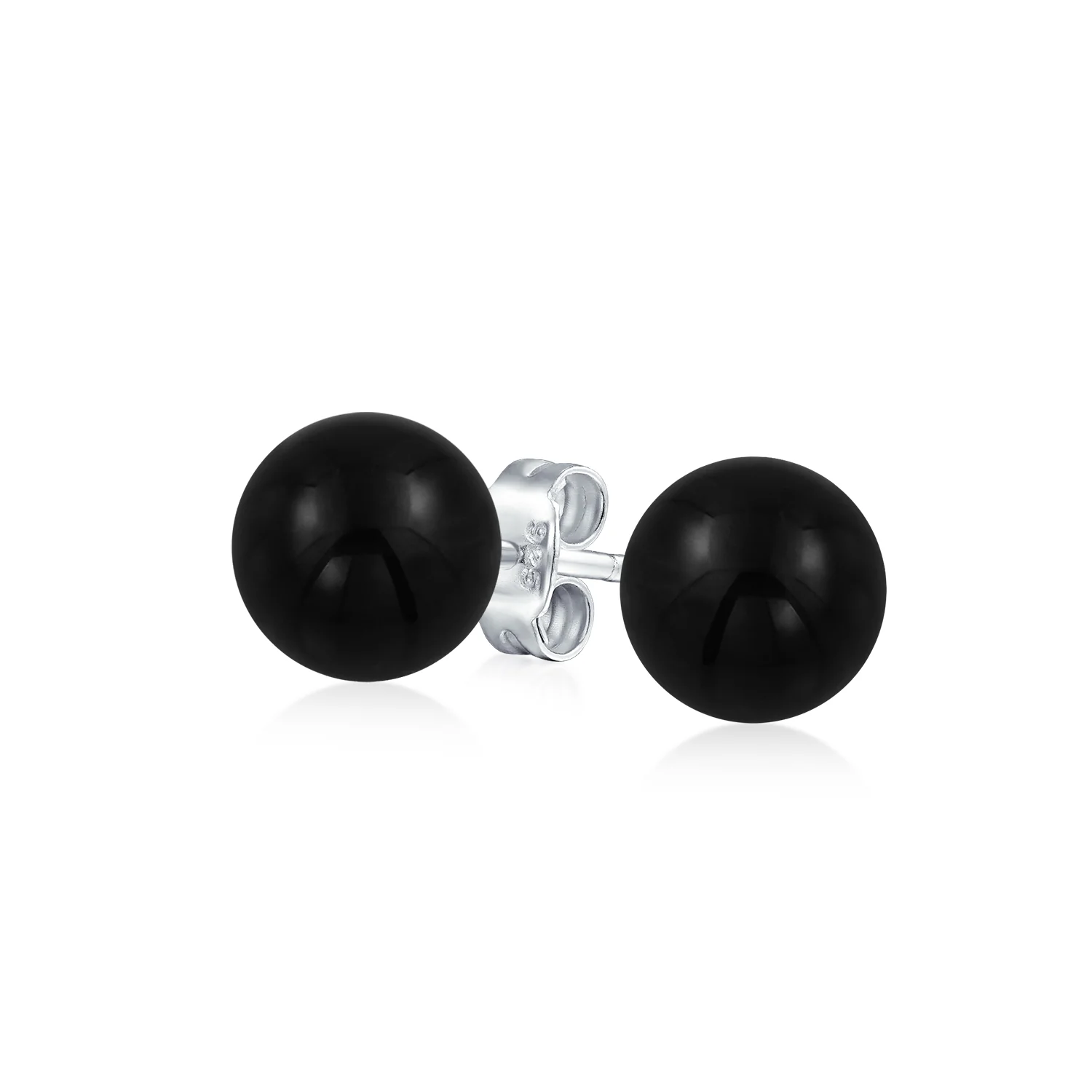 8MM Natural Gemstone Drop Ball Earrings Silver Birthstone