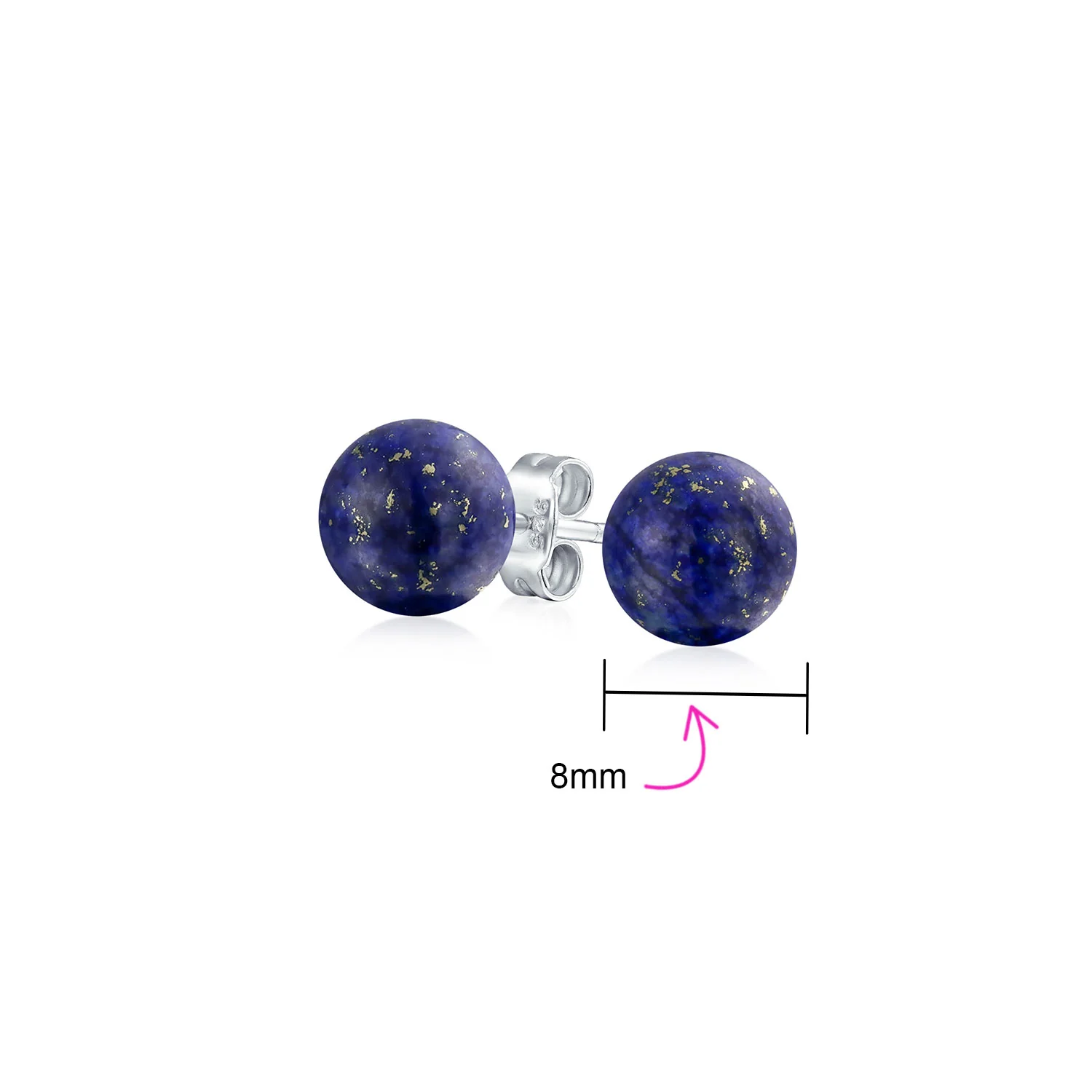 8MM Natural Gemstone Drop Ball Earrings Silver Birthstone - Image 30