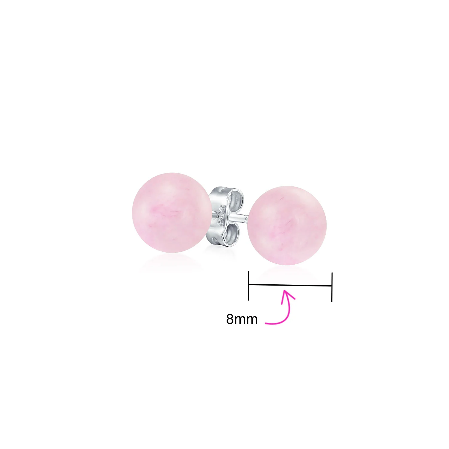 8MM Natural Gemstone Drop Ball Earrings Silver Birthstone - Image 36