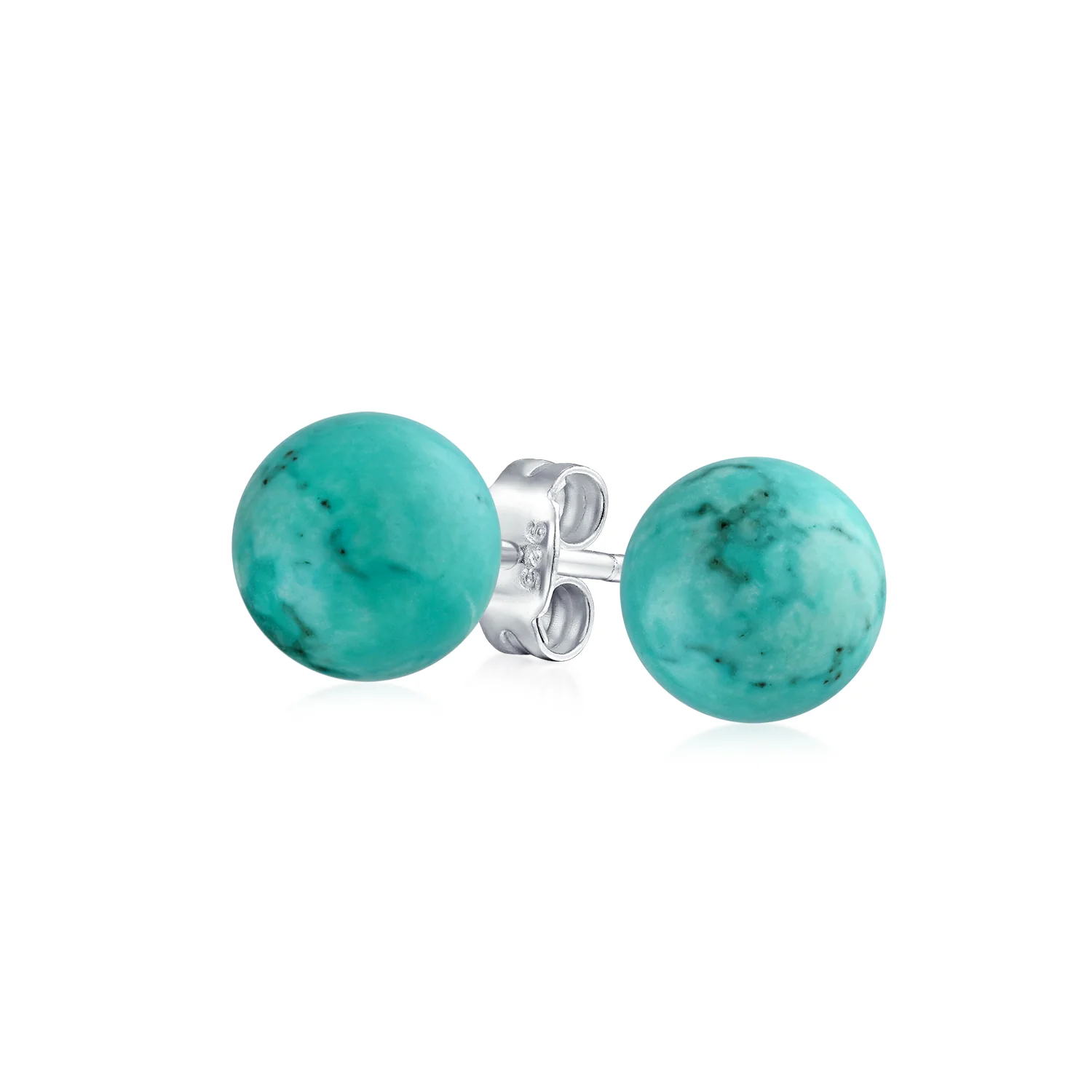 8MM Natural Gemstone Drop Ball Earrings Silver Birthstone - Image 6