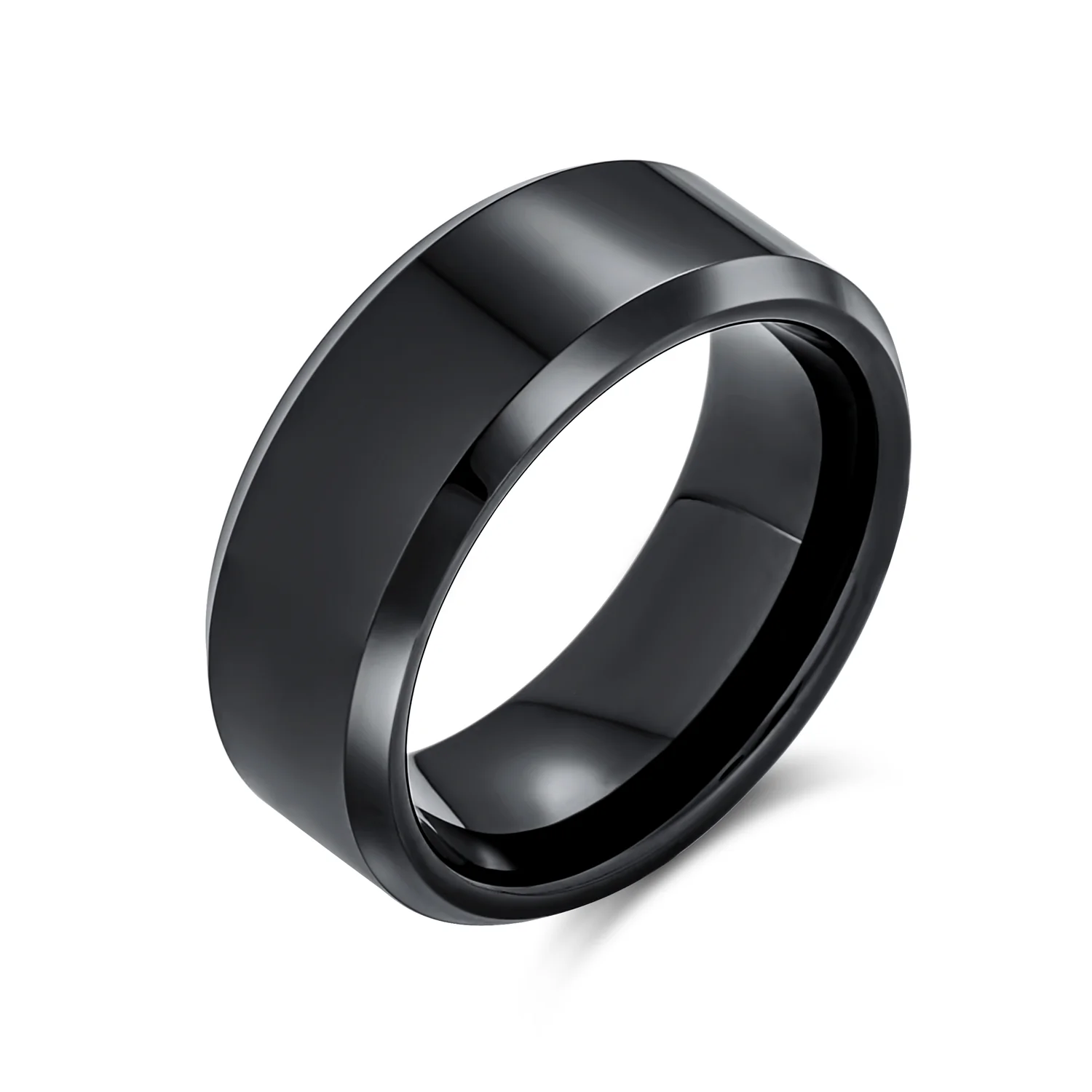8MM Titanium Wedding Band Ring Beveled Edge Matte Brushed Finish Comfort Fit