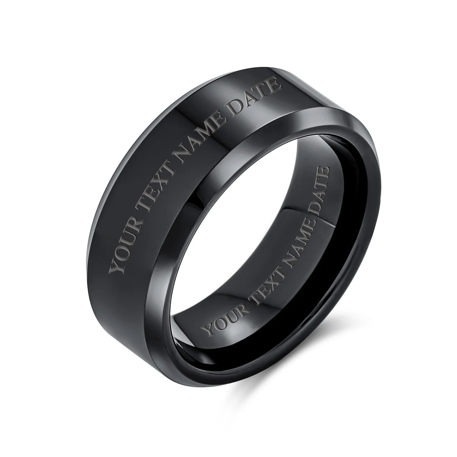 8MM Titanium Wedding Band Ring Beveled Edge Matte Brushed Finish Comfort Fit - Image 4