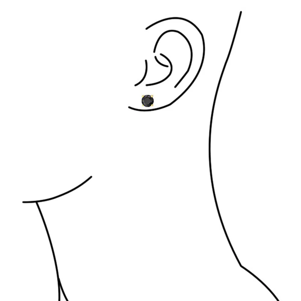 Stud Earrings Black Round Solitaire 14K Gold Sterling Silver - Image 5