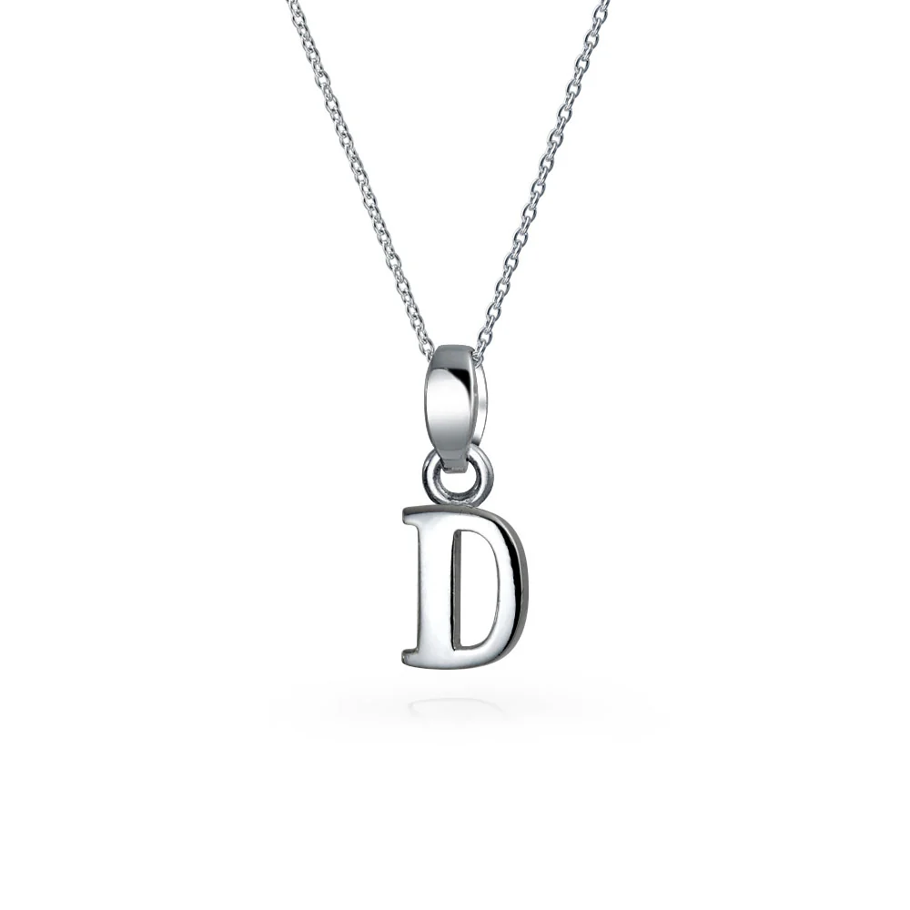 ABC Block Letter Initial Pendant Necklace Silver Alphabet - Image 4