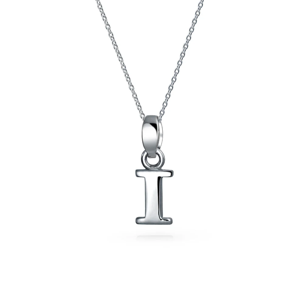 ABC Block Letter Initial Pendant Necklace Silver Alphabet - Image 9
