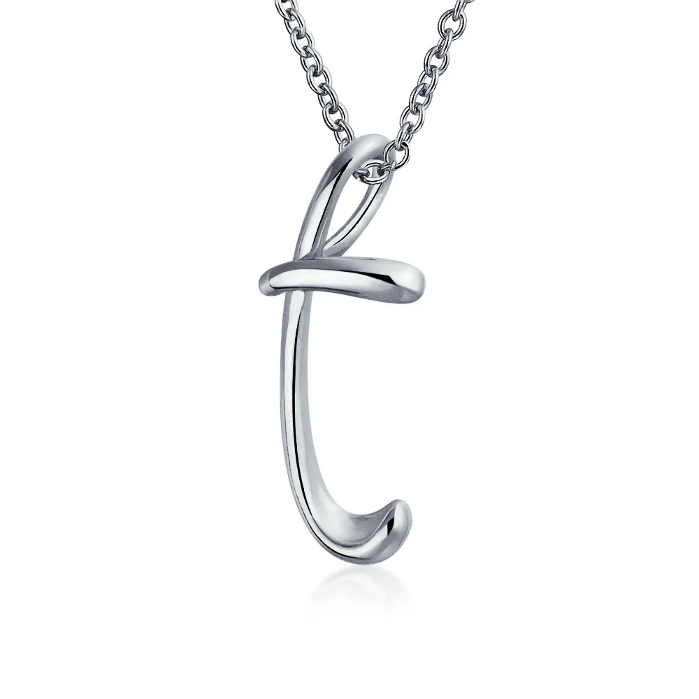 ABC Script Letter Initial Necklace Sterling Silver 18 Inch - Image 13