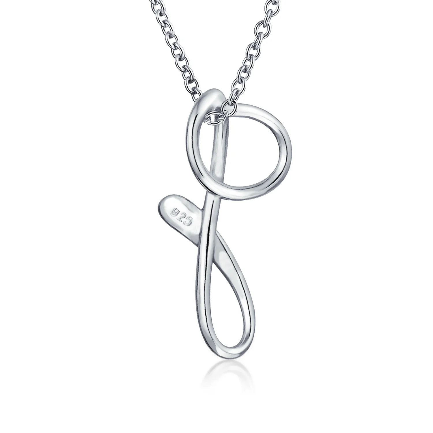 ABC Script Letter Initial Necklace Sterling Silver 18 Inch - Image 20