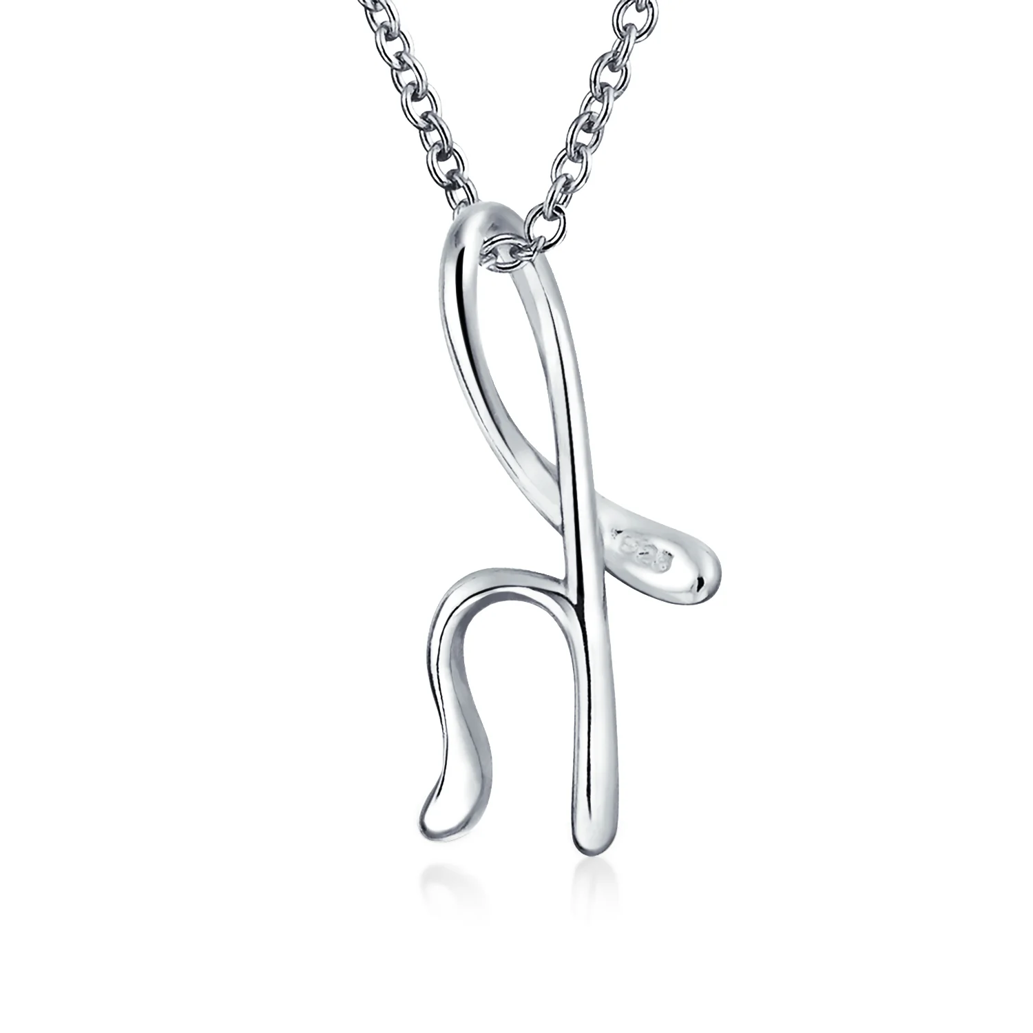 ABC Script Letter Initial Necklace Sterling Silver 18 Inch - Image 21