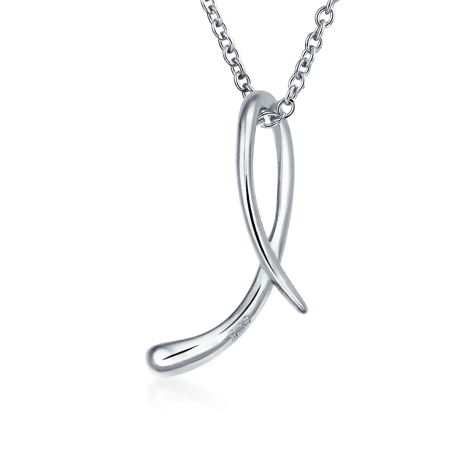 ABC Script Letter Initial Necklace Sterling Silver 18 Inch - Image 24