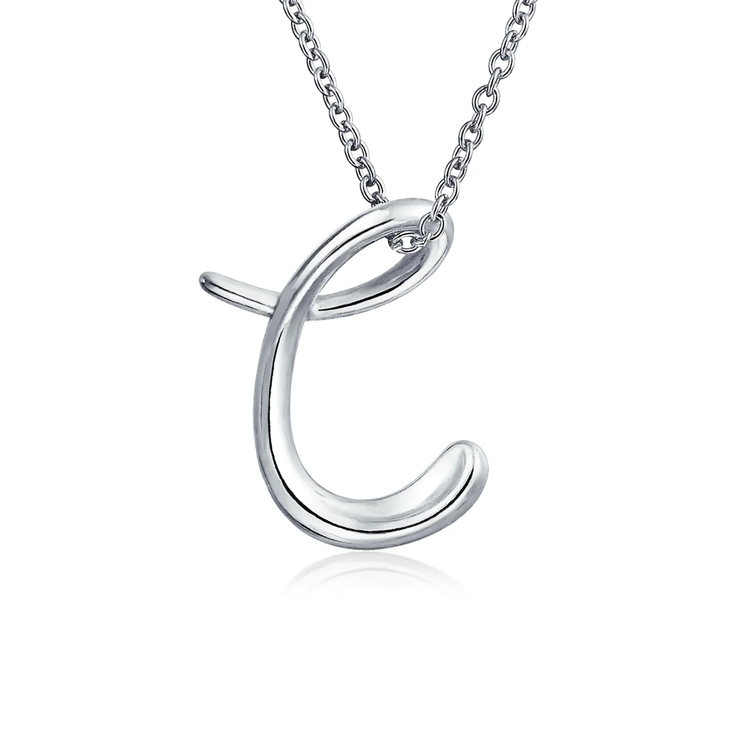ABC Script Letter Initial Necklace Sterling Silver 18 Inch - Image 3
