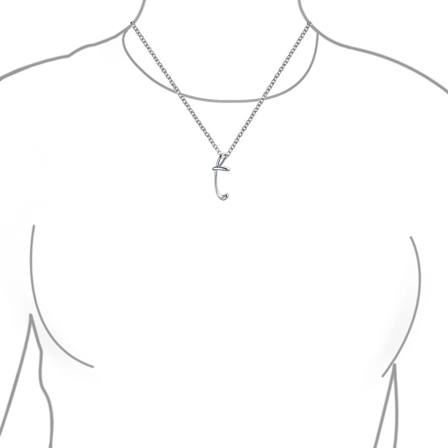 ABC Script Letter Initial Necklace Sterling Silver 18 Inch - Image 38