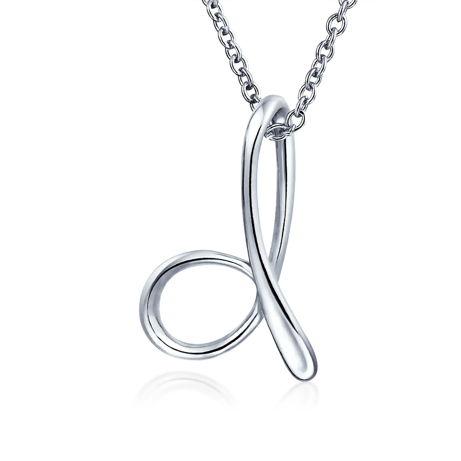 ABC Script Letter Initial Necklace Sterling Silver 18 Inch - Image 4