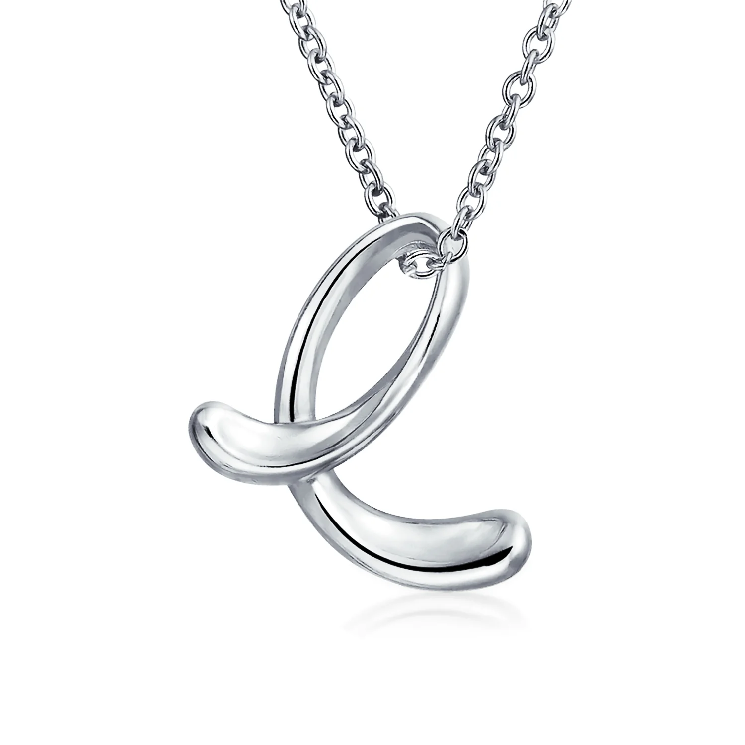 ABC Script Letter Initial Necklace Sterling Silver 18 Inch - Image 5