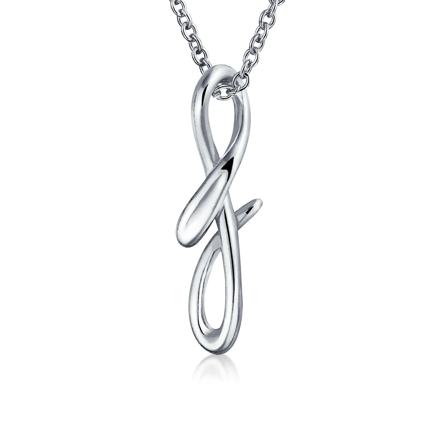 ABC Script Letter Initial Necklace Sterling Silver 18 Inch - Image 6