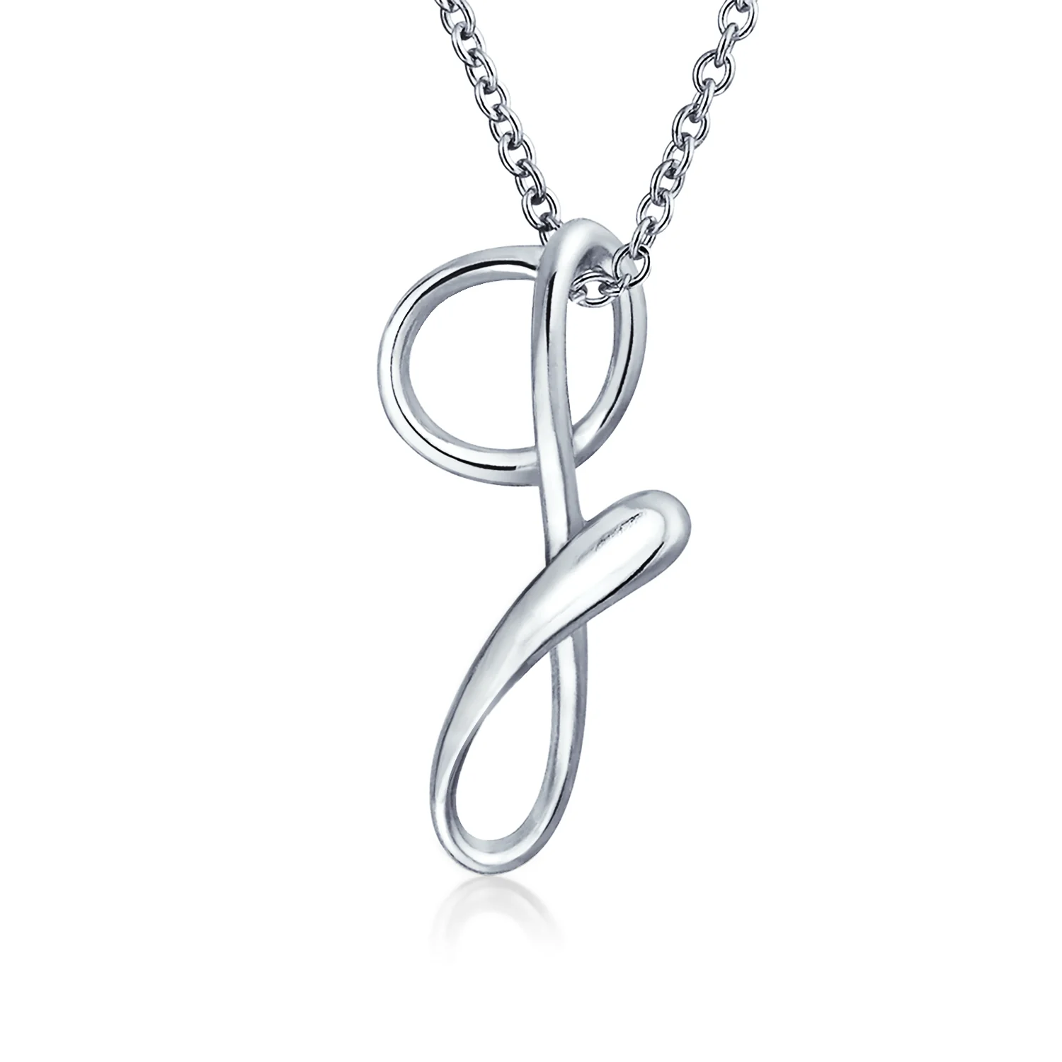 ABC Script Letter Initial Necklace Sterling Silver 18 Inch - Image 7