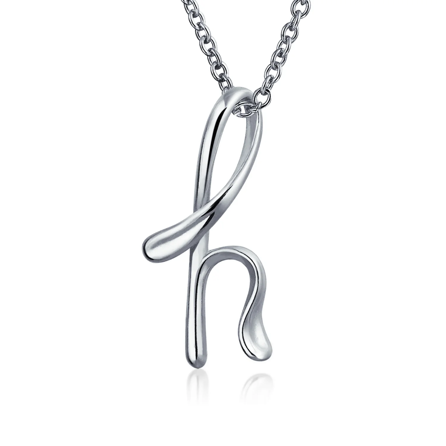 ABC Script Letter Initial Necklace Sterling Silver 18 Inch - Image 8
