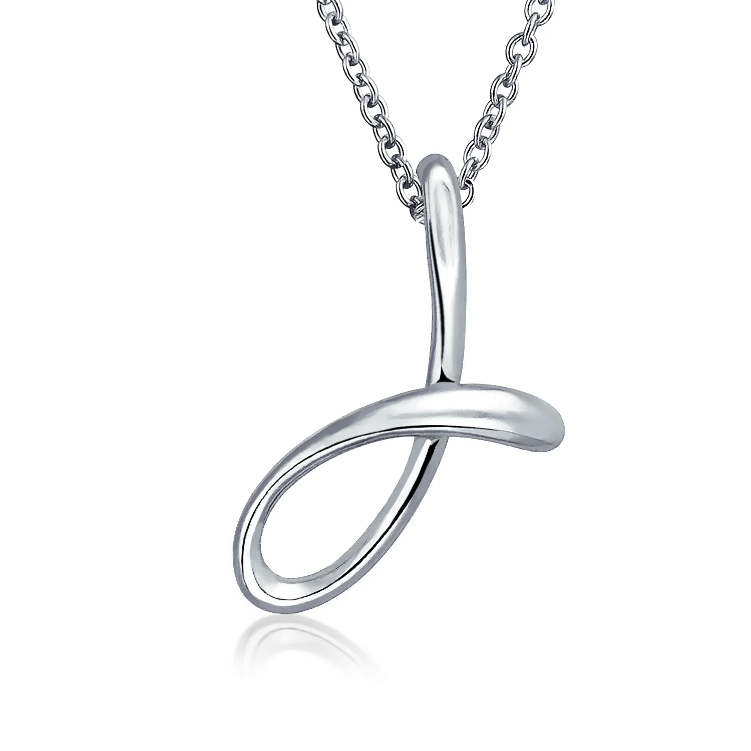 ABC Script Letter Initial Necklace Sterling Silver 18 Inch - Image 9