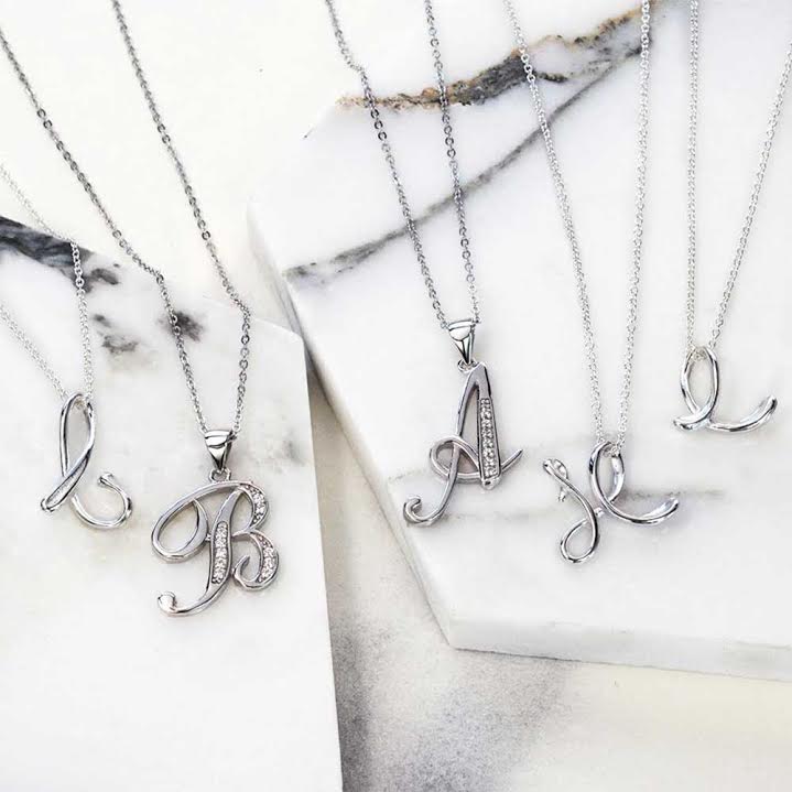 Pave CZ Script Alphabet Initial Pendant Necklace .925 Sterling Silver - Image 76