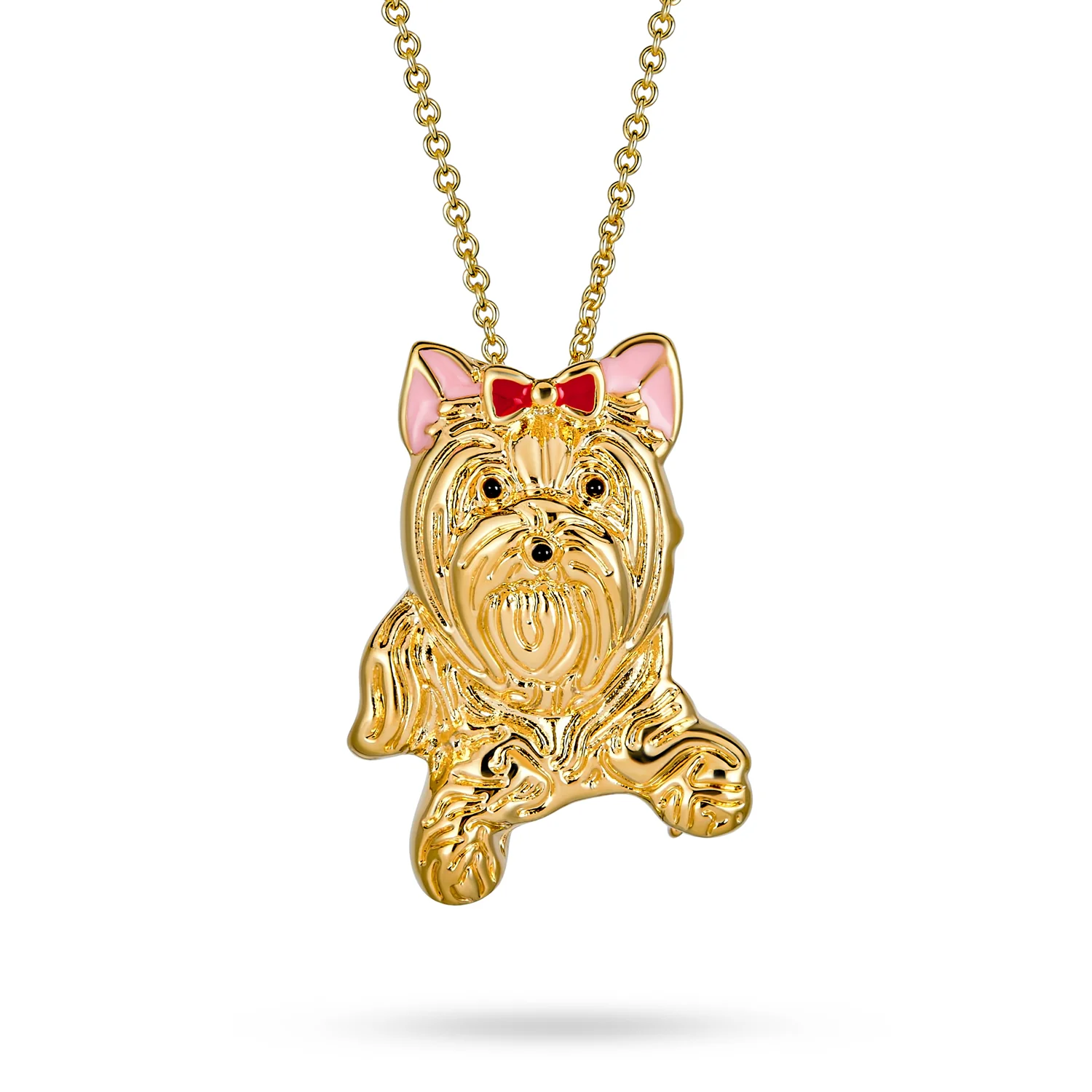 Yorkshire Shih Tzu Dog Stud Earrings Pendant or Brooch Jewelry Set Gold Plated - Image 3