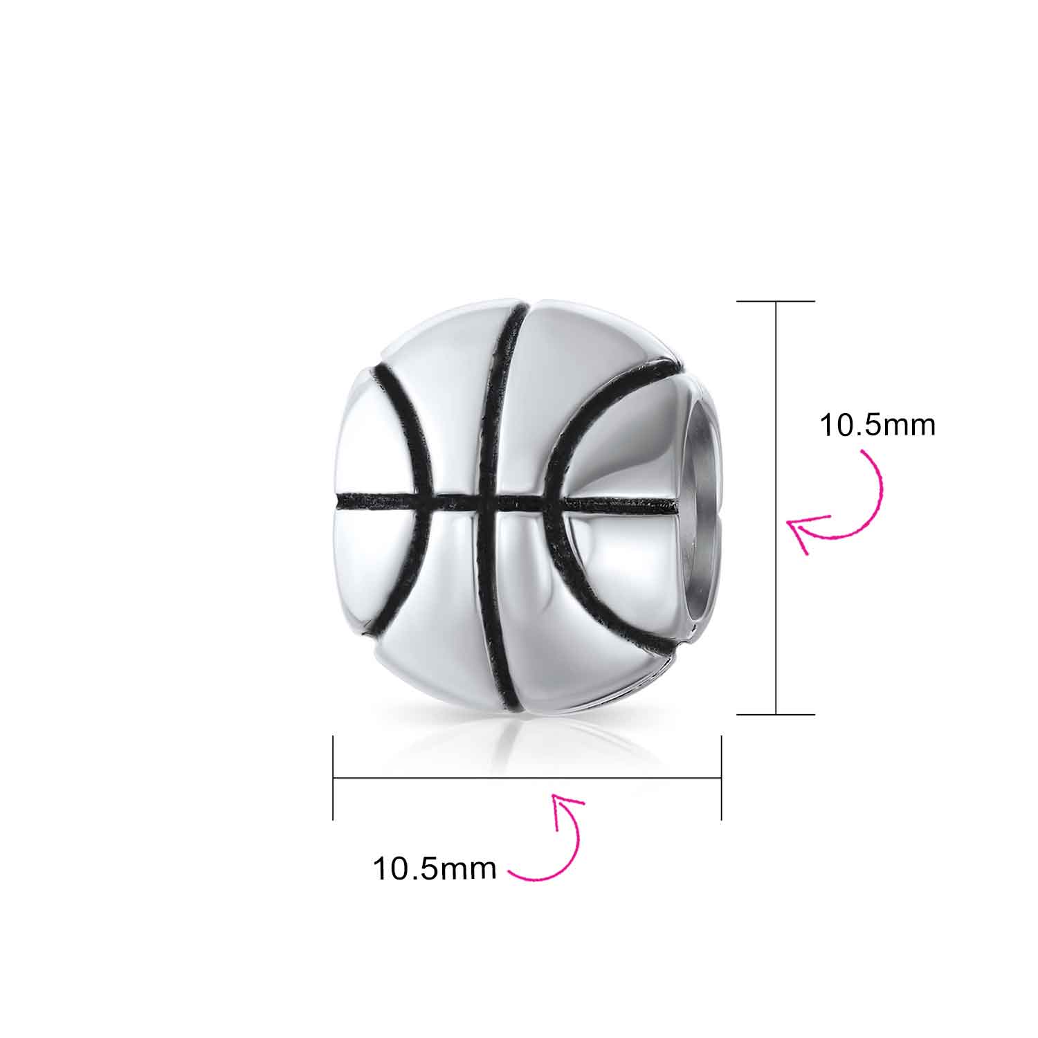 American Sports Basketball Charm Bead Sterling Silver - Image 3