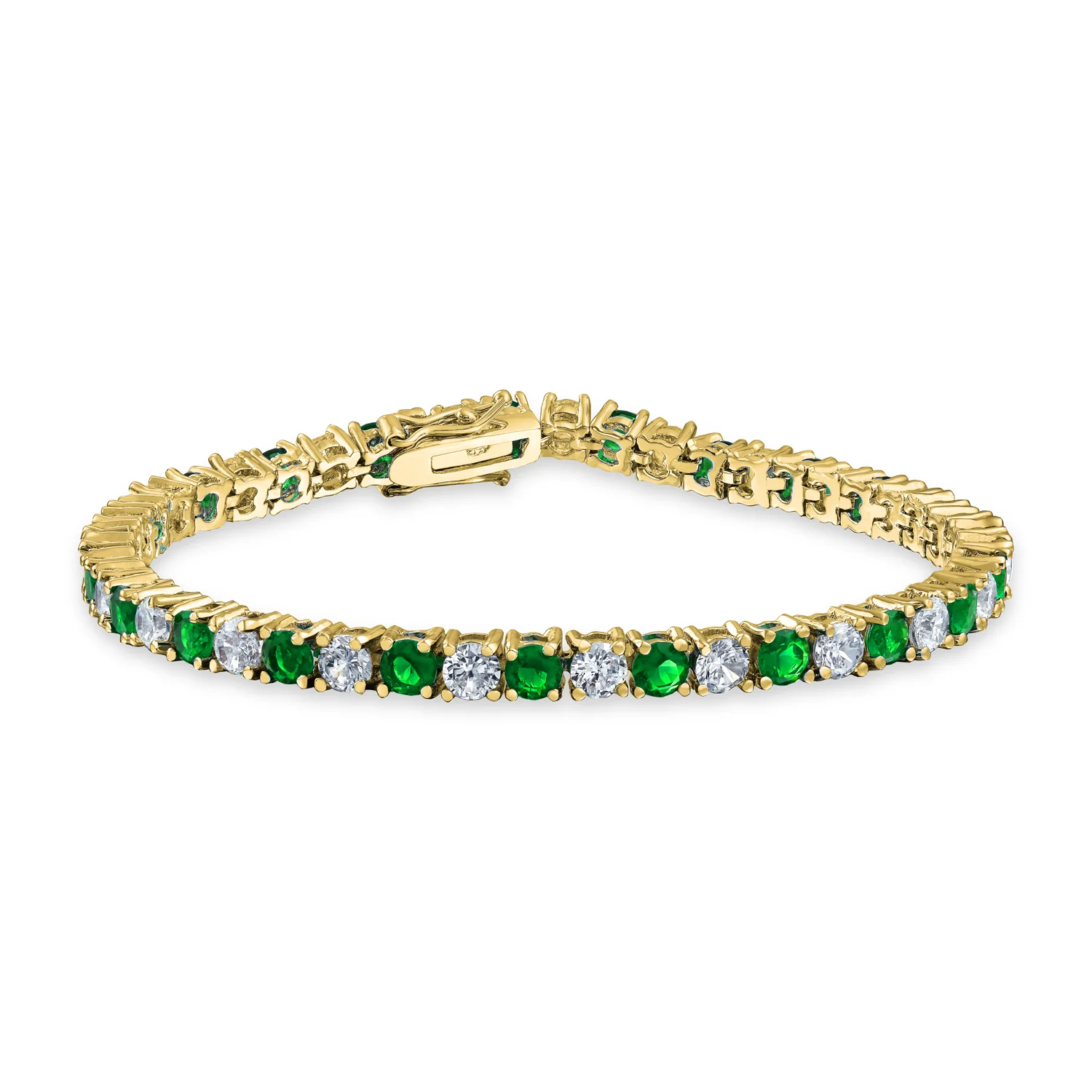 CZ Tennis Bracelet 12CT 4 Prong Gold Plated Brass 7.5 Inch