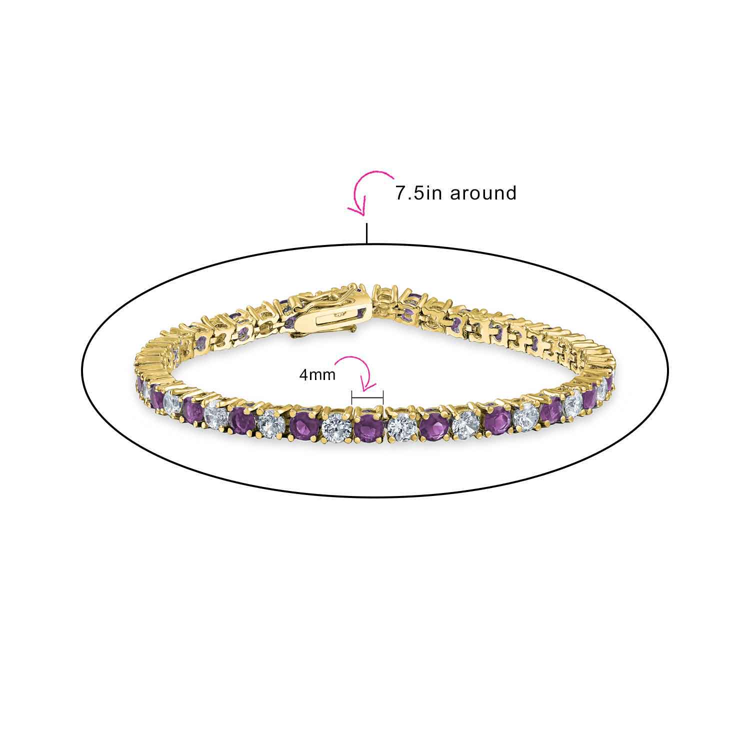 CZ Tennis Bracelet 12CT 4 Prong Gold Plated Brass 7.5 Inch - Image 10