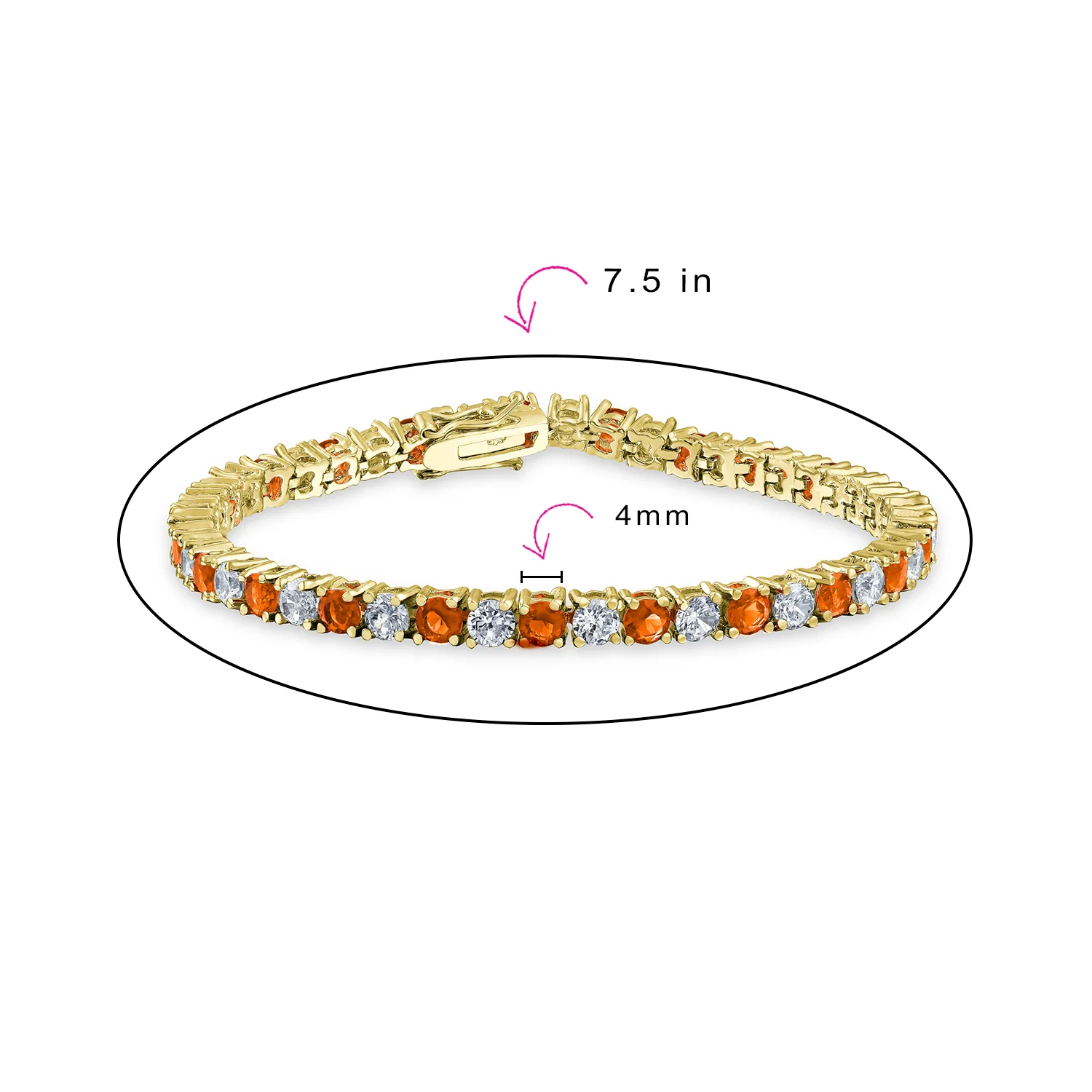 CZ Tennis Bracelet 12CT 4 Prong Gold Plated Brass 7.5 Inch - Image 11
