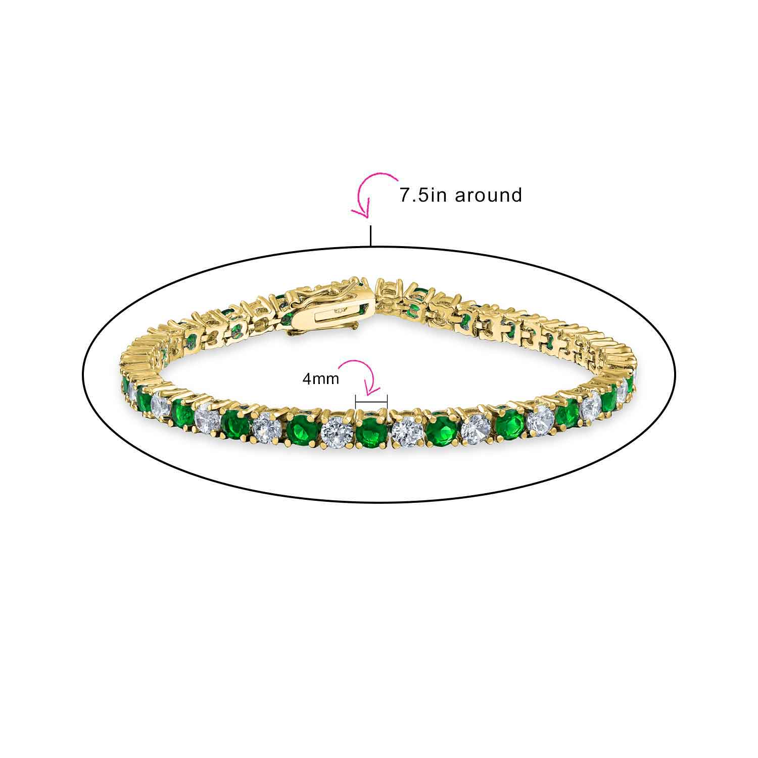 CZ Tennis Bracelet 12CT 4 Prong Gold Plated Brass 7.5 Inch - Image 13
