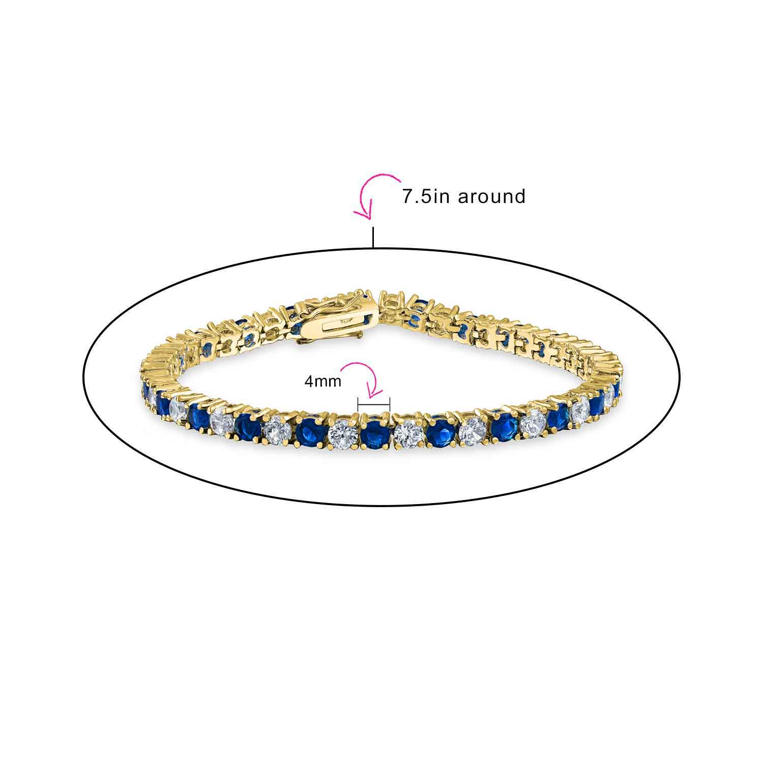 CZ Tennis Bracelet 12CT 4 Prong Gold Plated Brass 7.5 Inch - Image 16