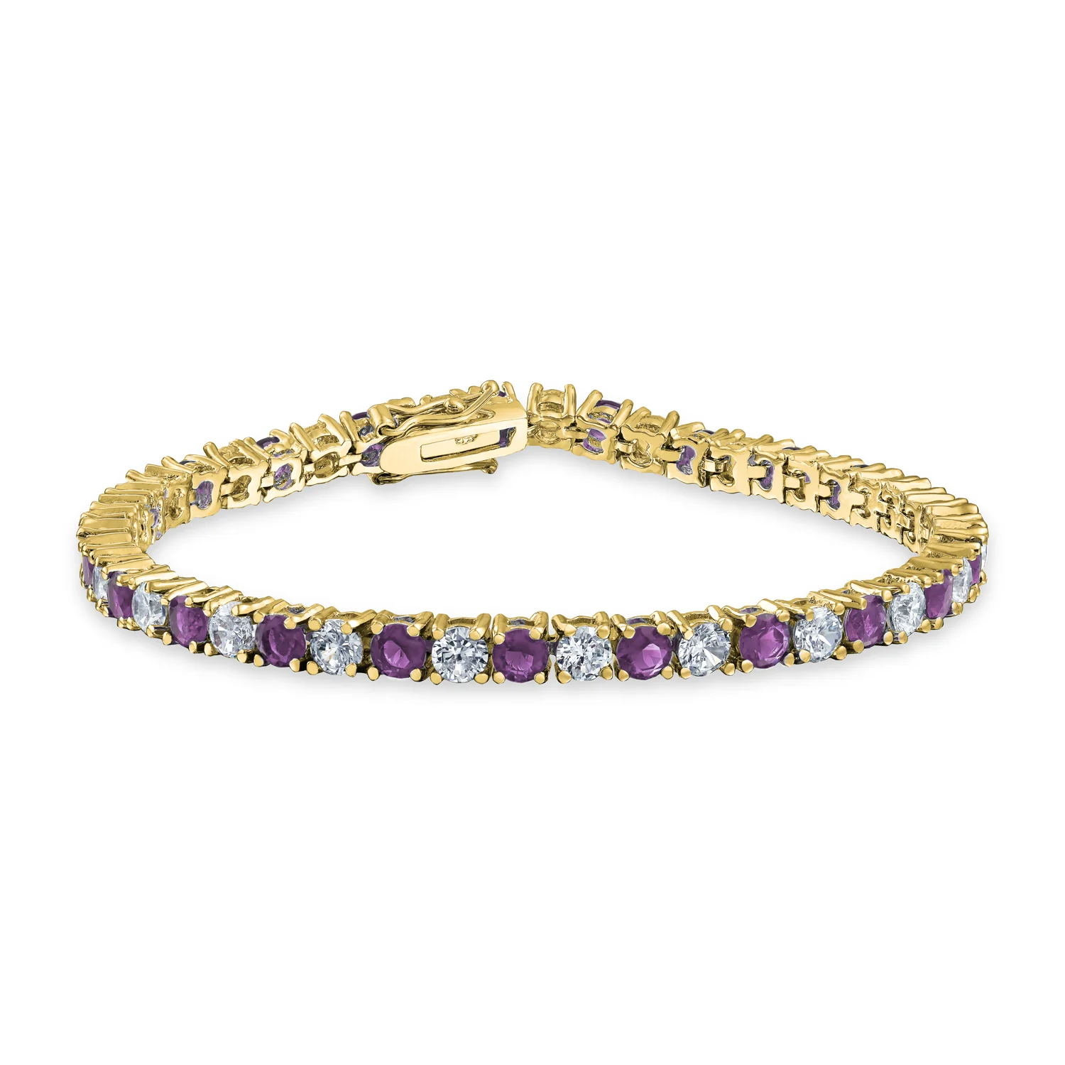 CZ Tennis Bracelet 12CT 4 Prong Gold Plated Brass 7.5 Inch - Image 2