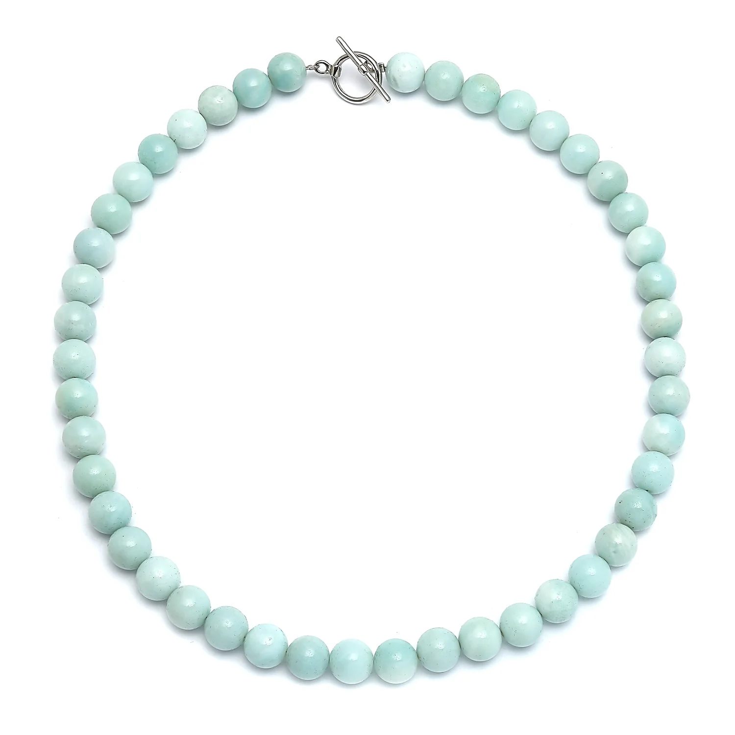 Semi-Precious Natural Amazonite Light Blue Stone 10MM Bead Strand Collar Necklace 16 Inch
