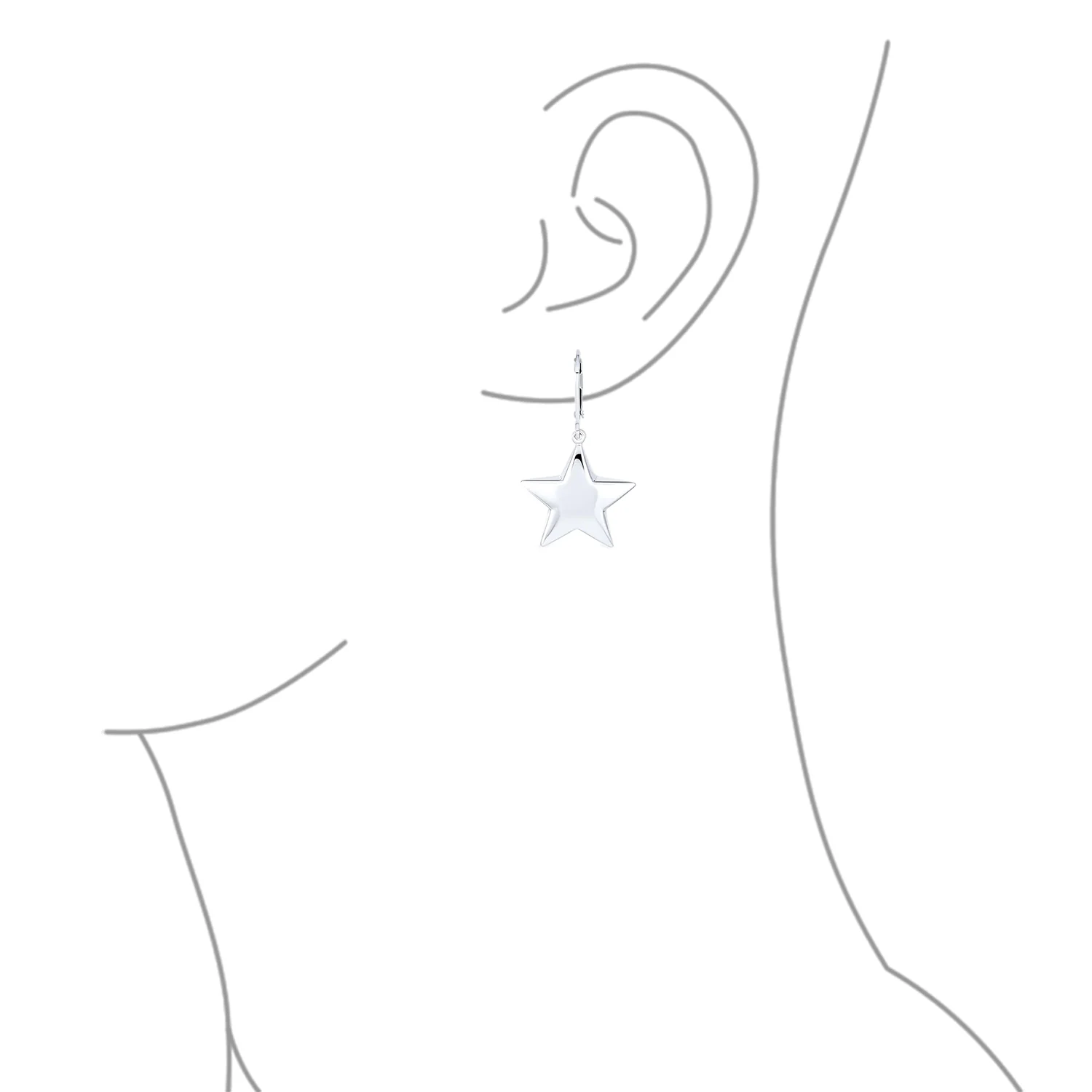 American Patriotic Celestial Dangle Earrings Leverback Stars - Image 3