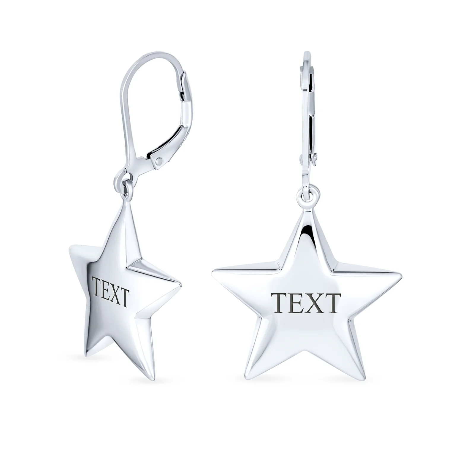 American Patriotic Celestial Dangle Earrings Leverback Stars - Image 4
