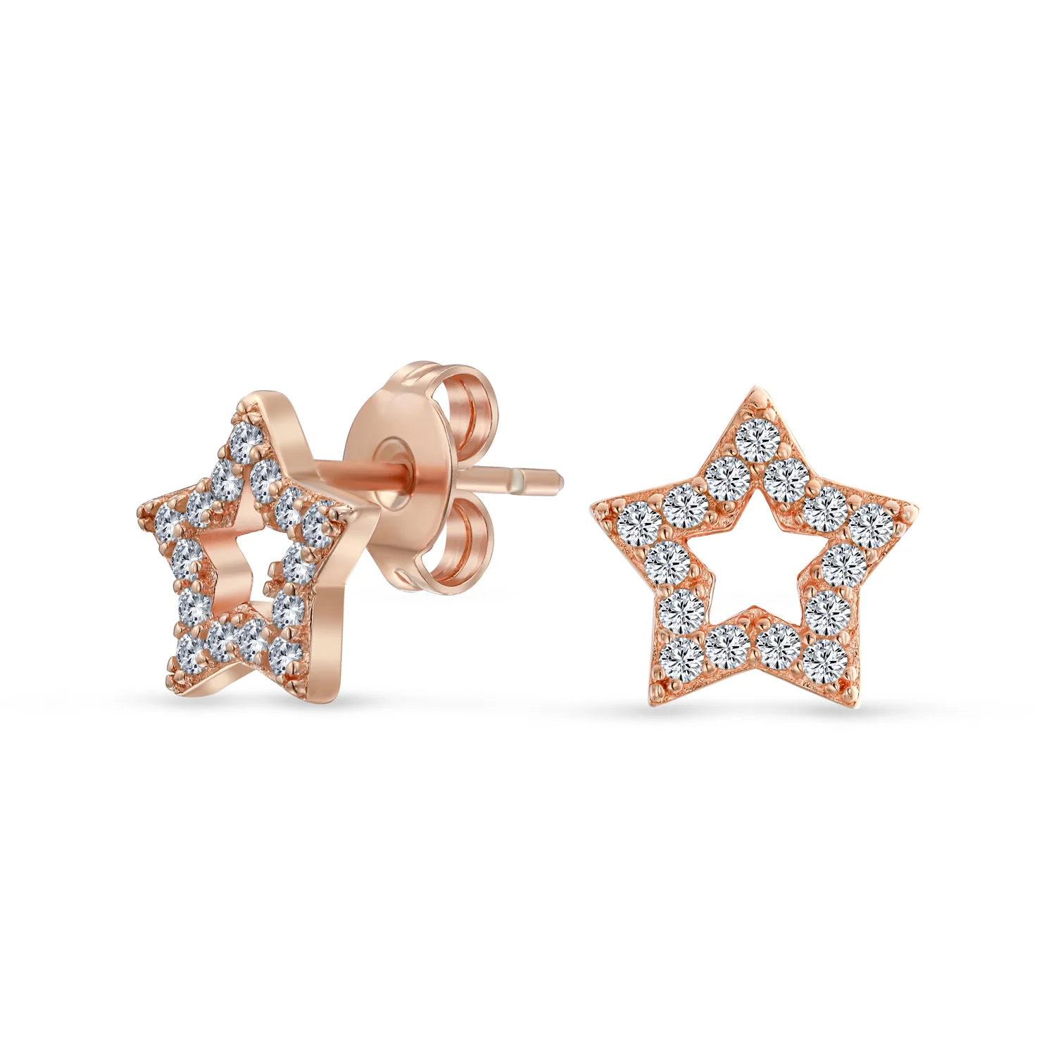 American Patriotic CZ Stud Earrings Sparkling Pave Stars
