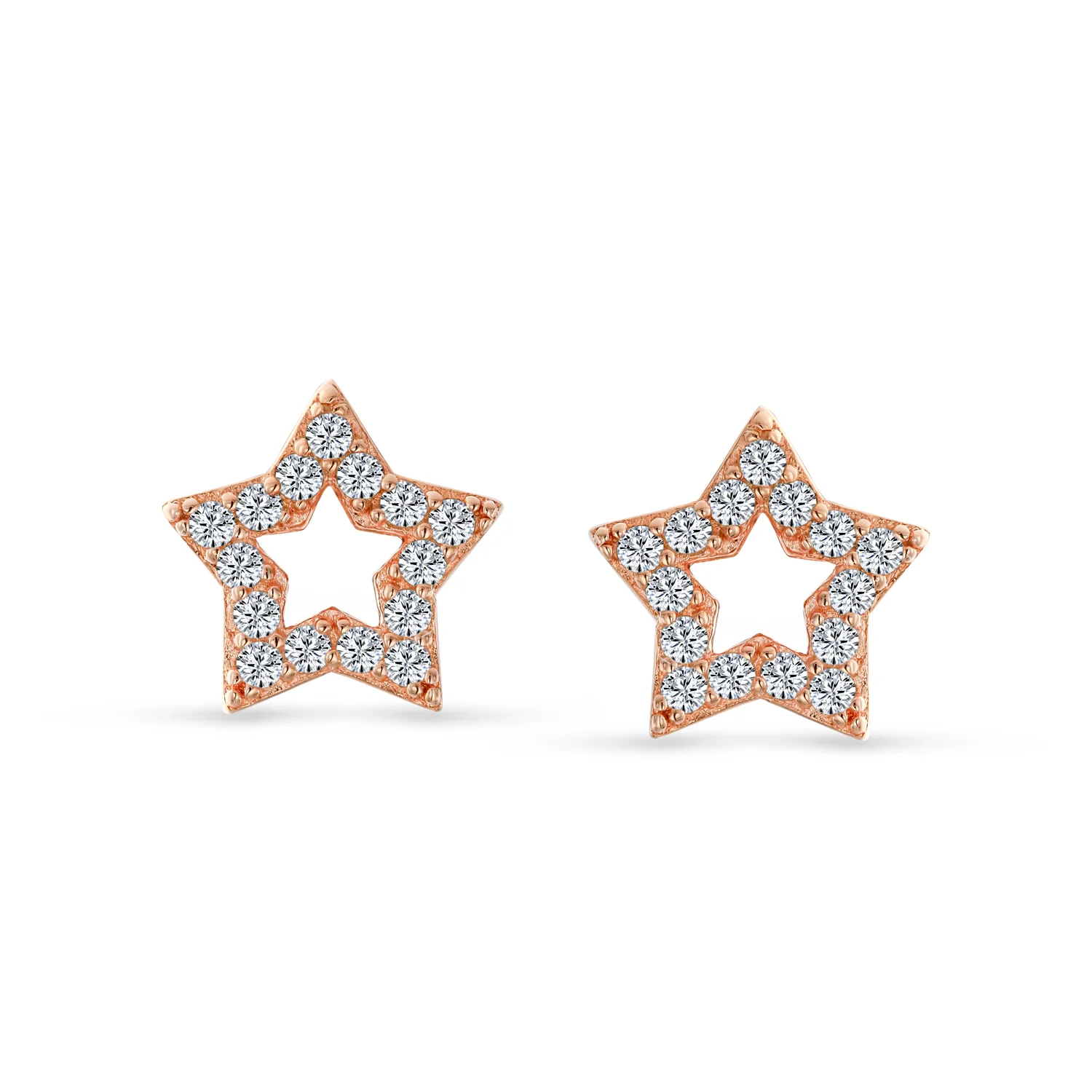 American Patriotic CZ Stud Earrings Sparkling Pave Stars - Image 3
