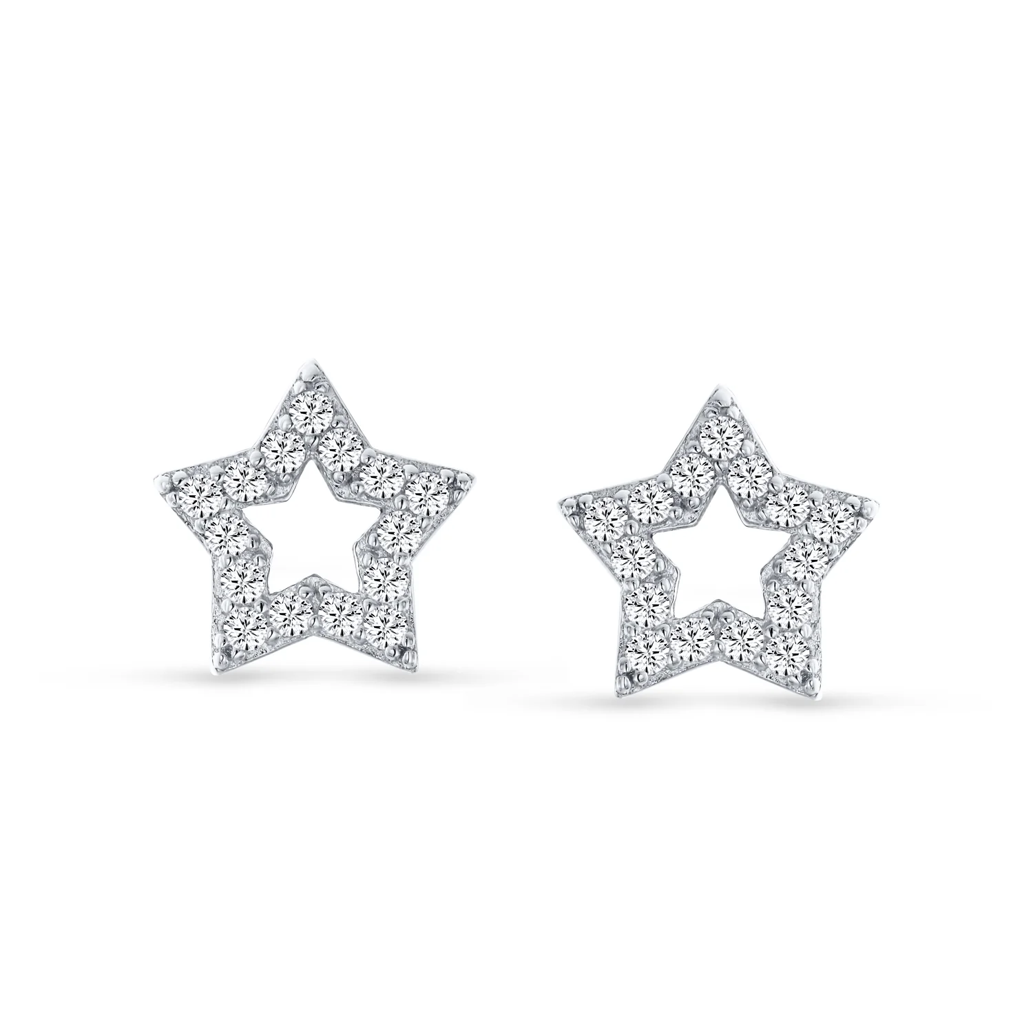 American Patriotic CZ Stud Earrings Sparkling Pave Stars - Image 4