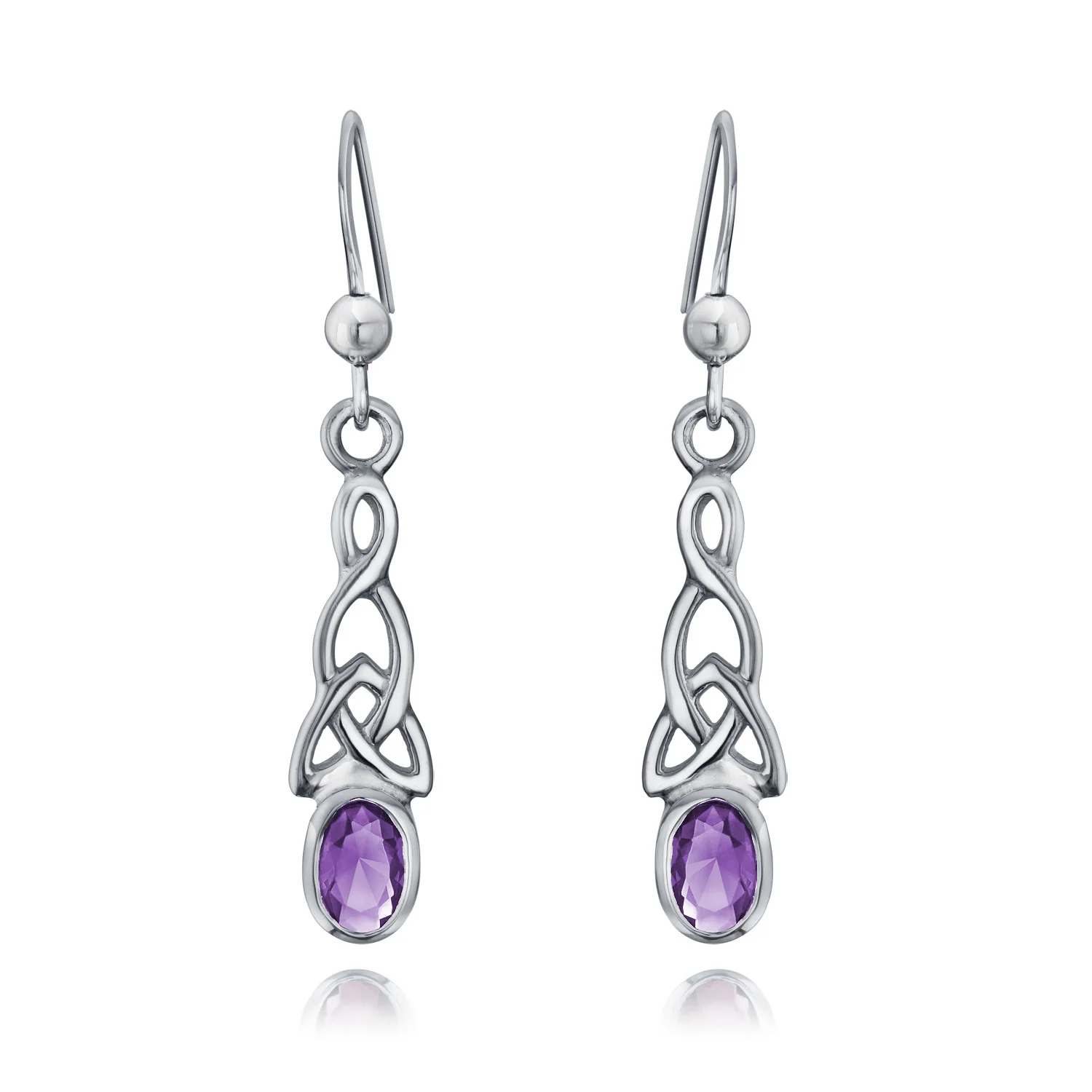 Amethyst Moonstone Amber Love Knot Dangle Earrings Celtic - Image 3