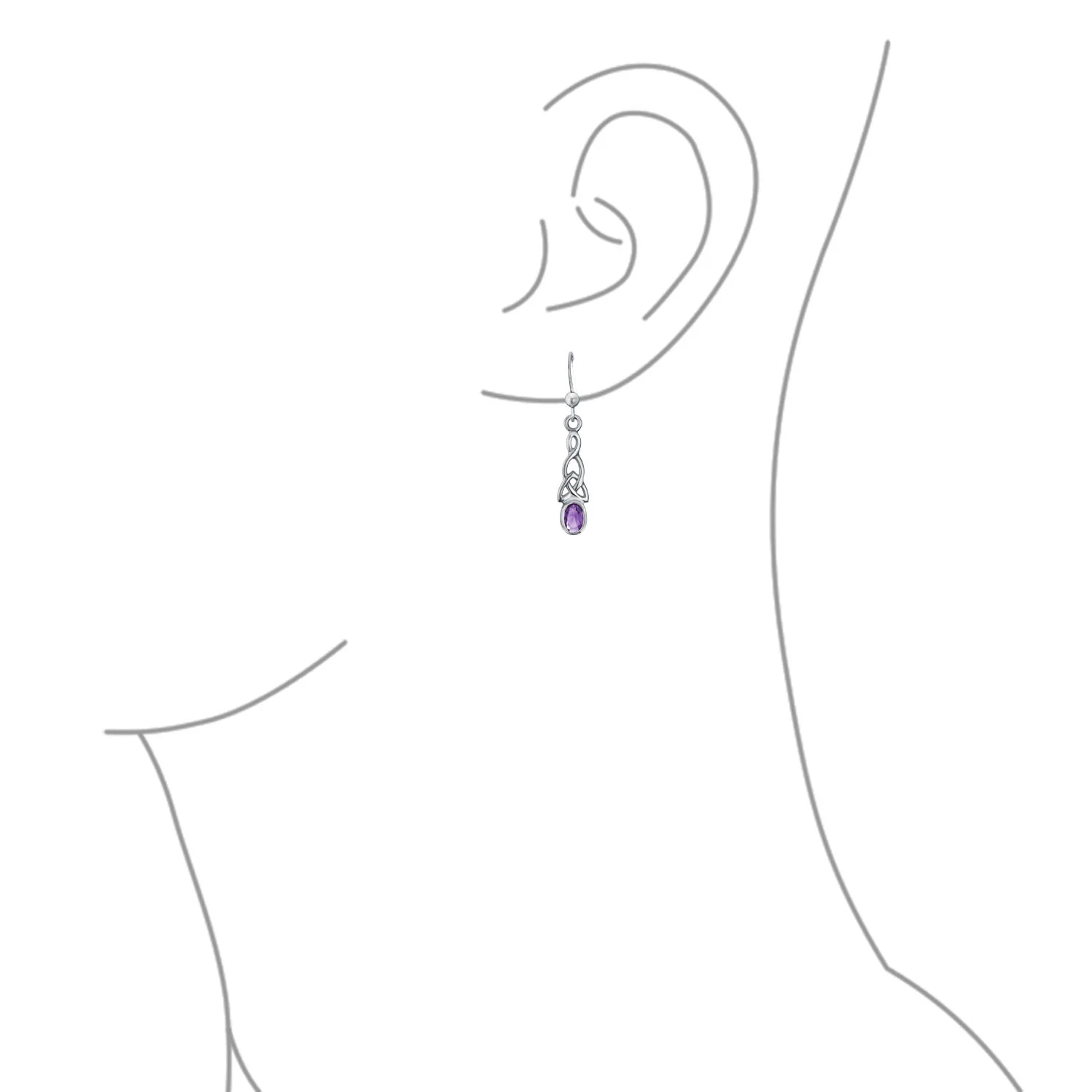 Amethyst Moonstone Amber Love Knot Dangle Earrings Celtic - Image 5