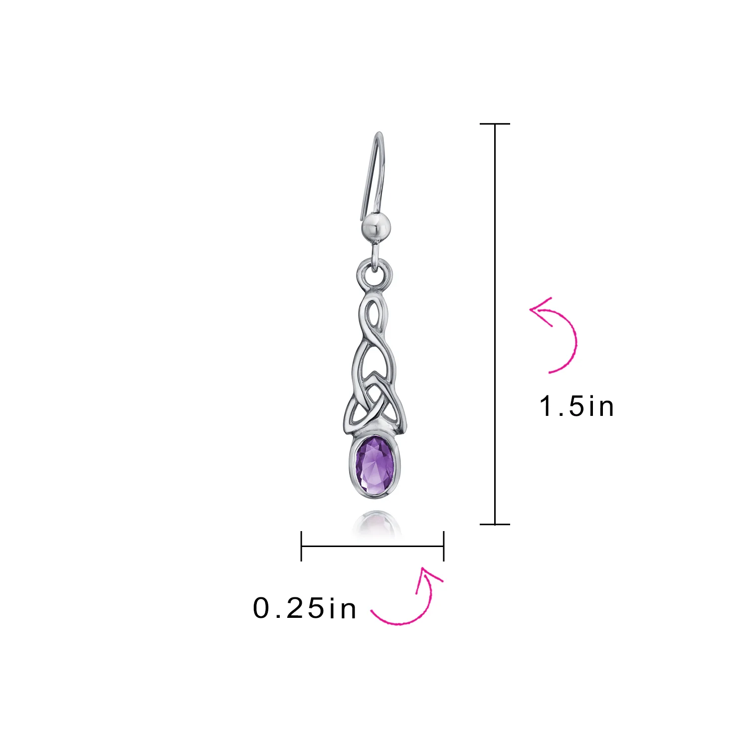 Amethyst Moonstone Amber Love Knot Dangle Earrings Celtic - Image 7