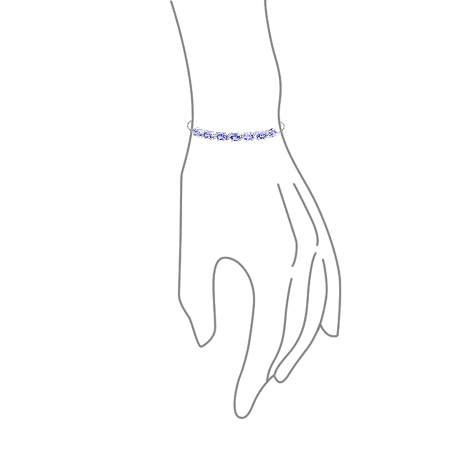Lavender Purple Natural Amethyst Zircon Accent Bolo Tennis Bracelet .925 Sterling Silver Adjustable - Image 3