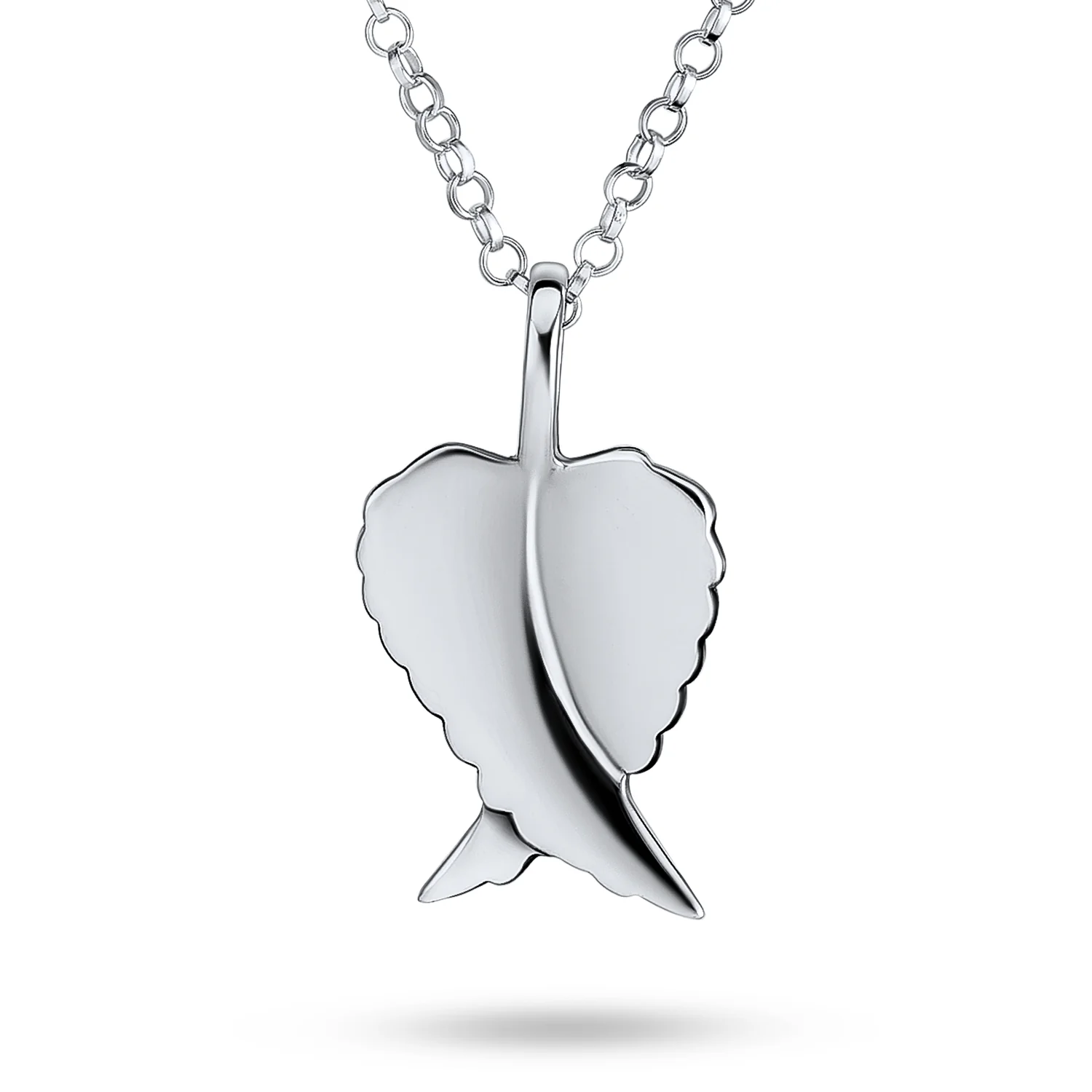 Amulet Feathered Heart Angel Wing Pendant Necklace Antiqued - Image 2