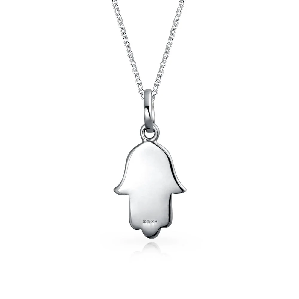 Amulet Talisman Hamsa Hand Pendant Necklace in Black Silver - Image 2