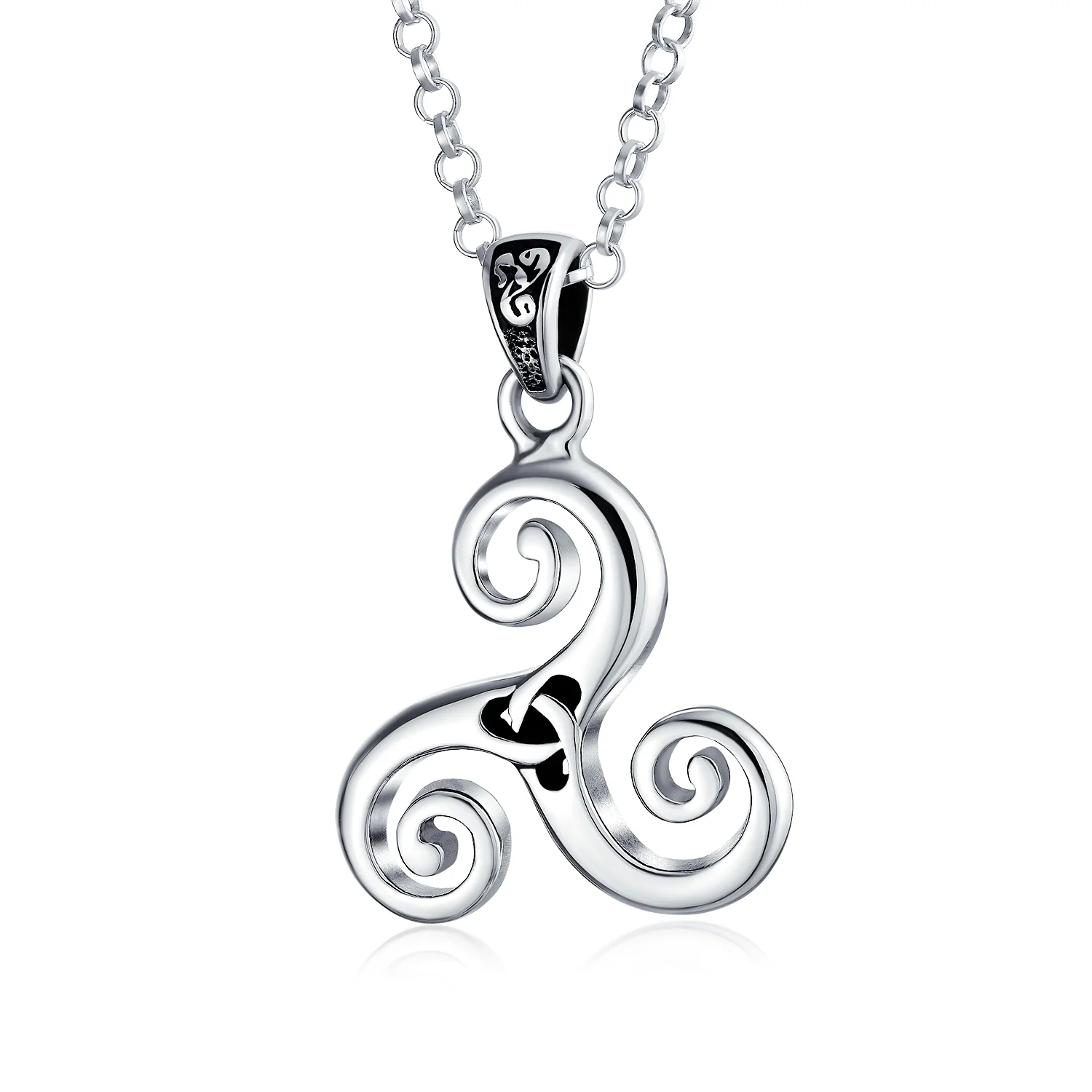 Ancient Celtic Spiral Trinity Knot Necklace Oxidized Silver