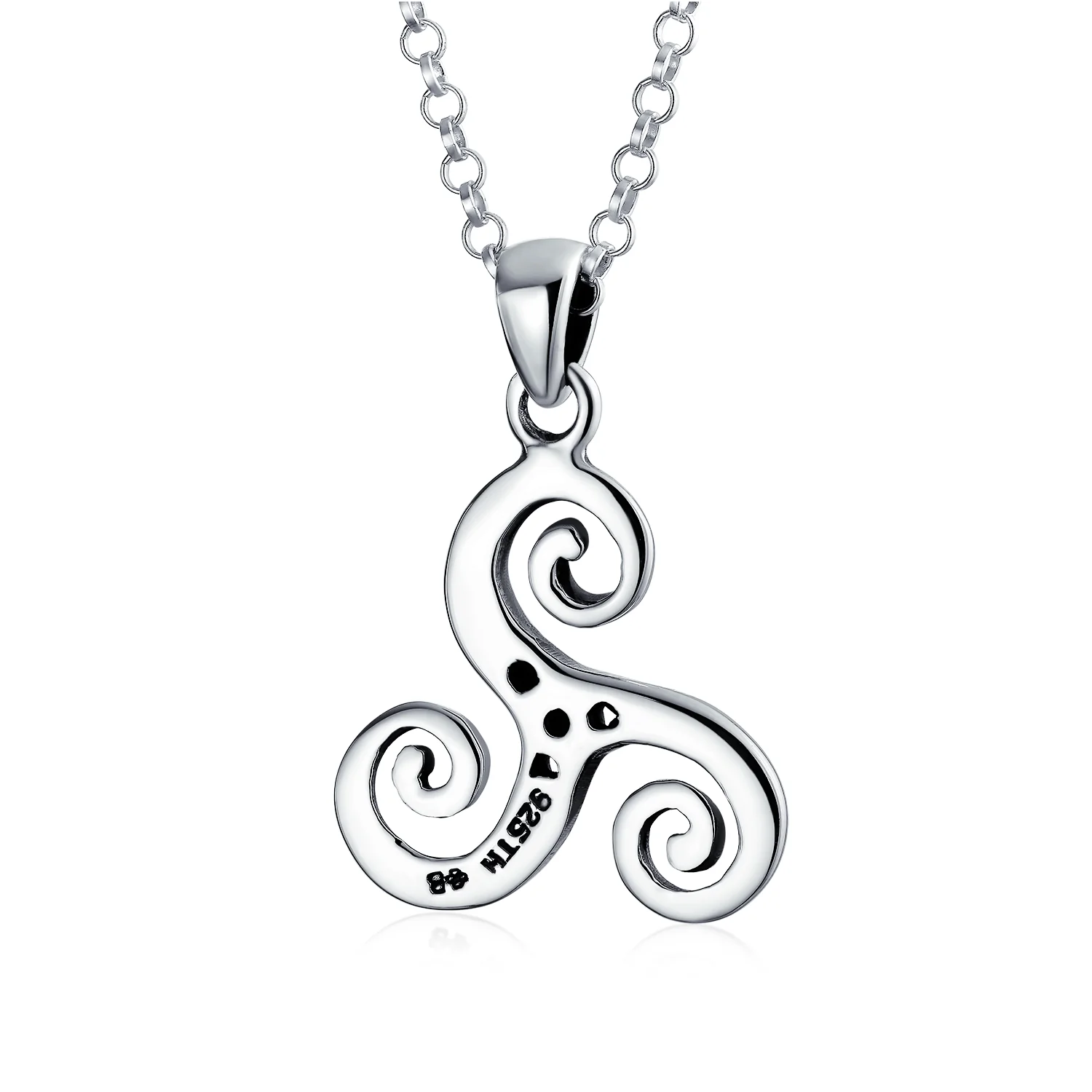 Ancient Celtic Spiral Trinity Knot Necklace Oxidized Silver - Image 2
