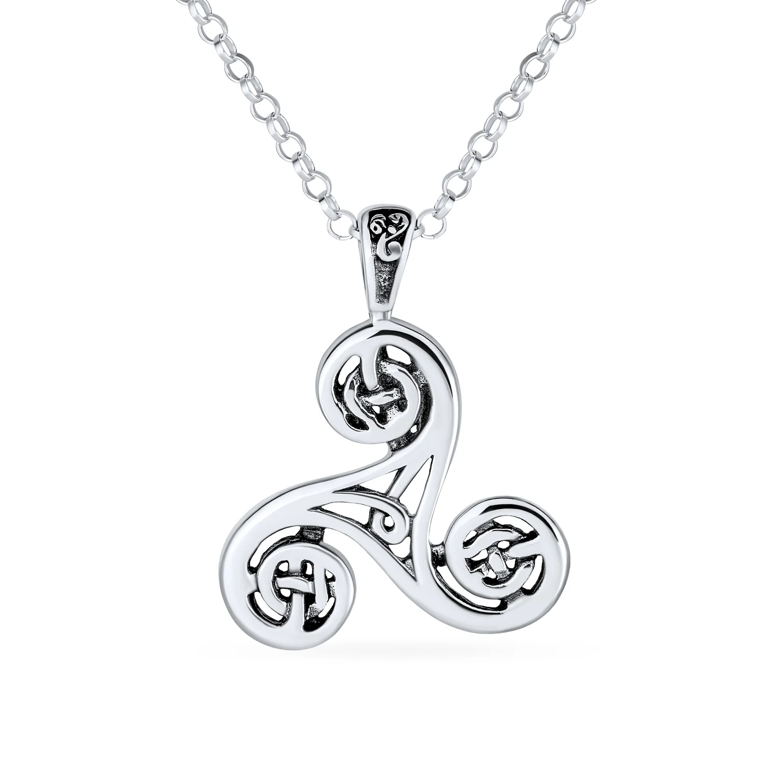 Celtic Triquetra Spiral Knot Triskele Pendant Necklace