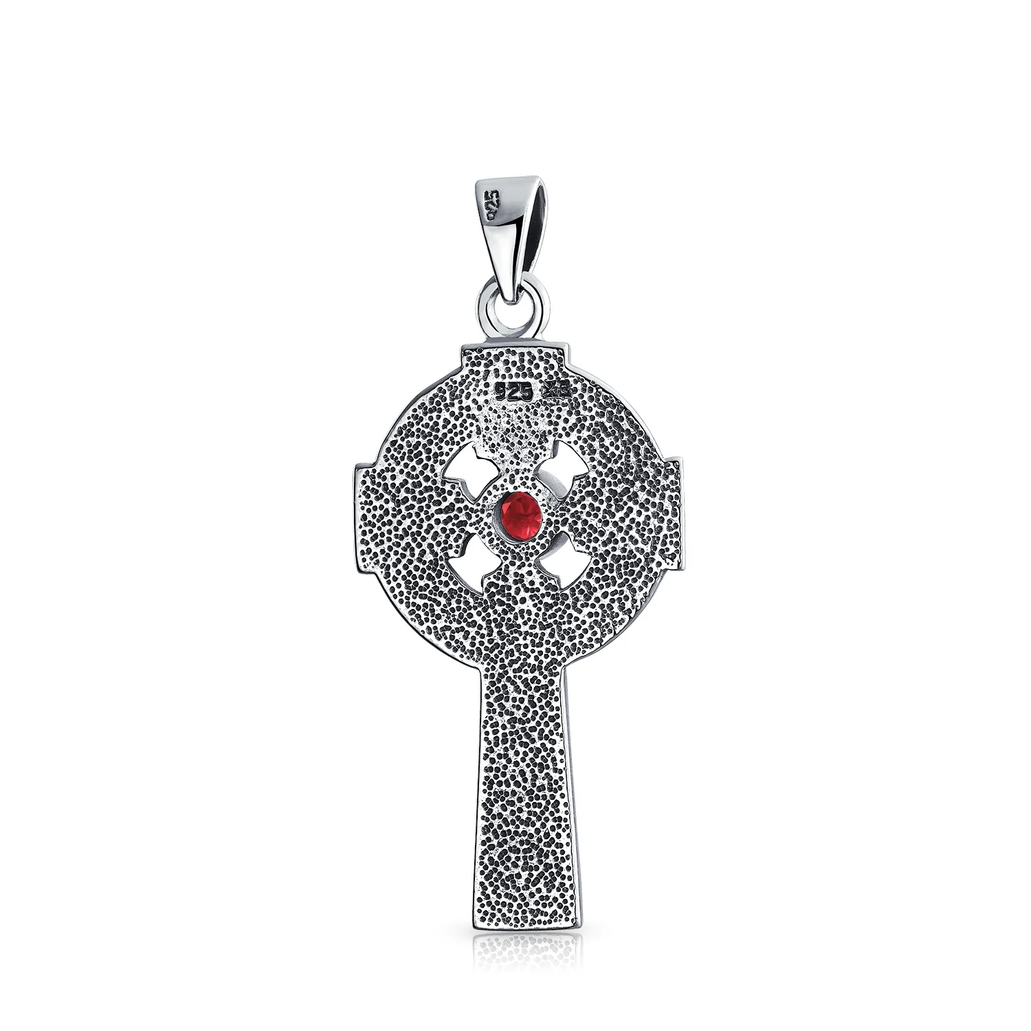 Love Knot Topaz Garnet CZ Trinity Cross Pendant Necklace - Image 2